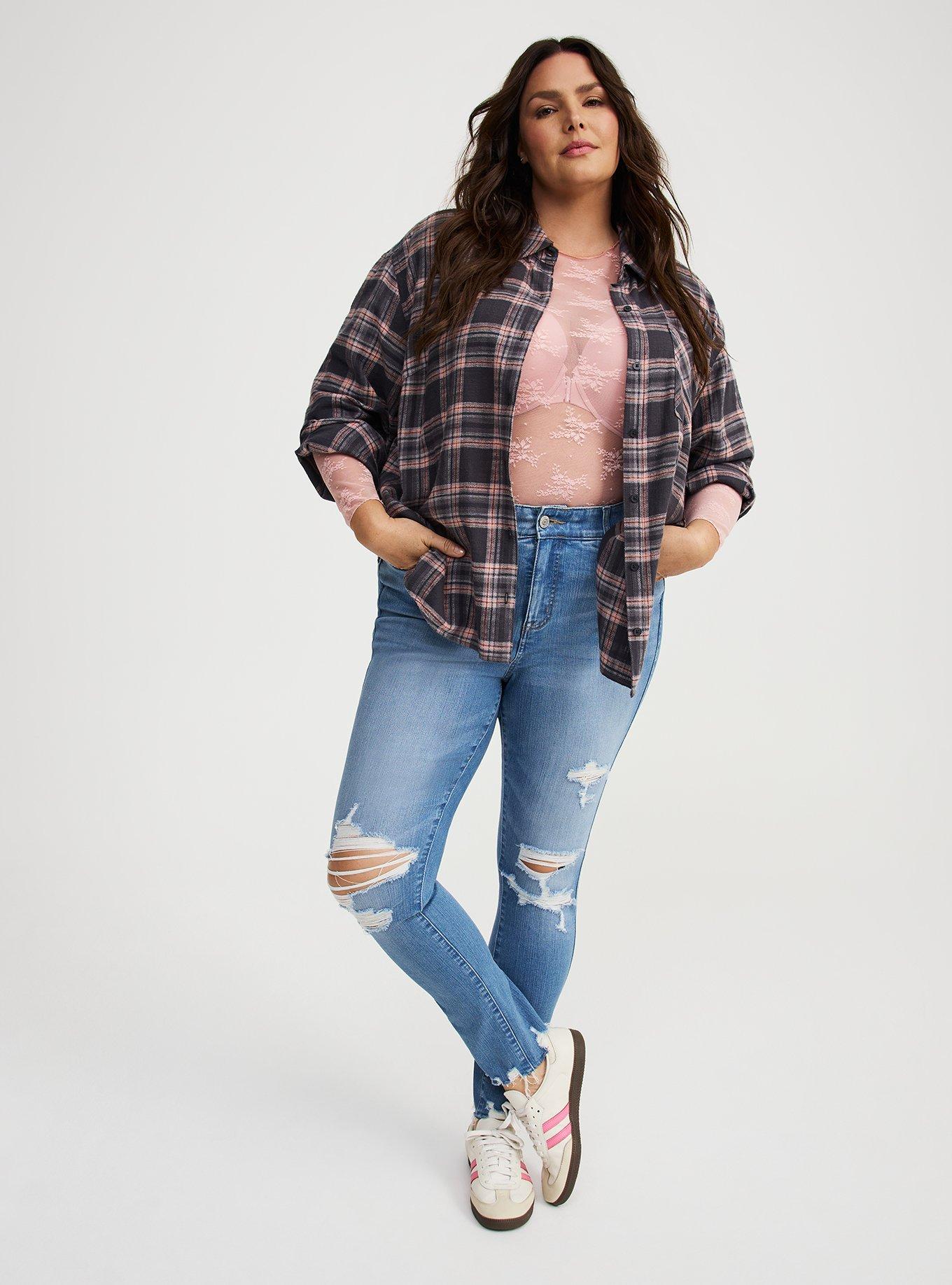 Sheer Lace Crew Long Sleeve Top