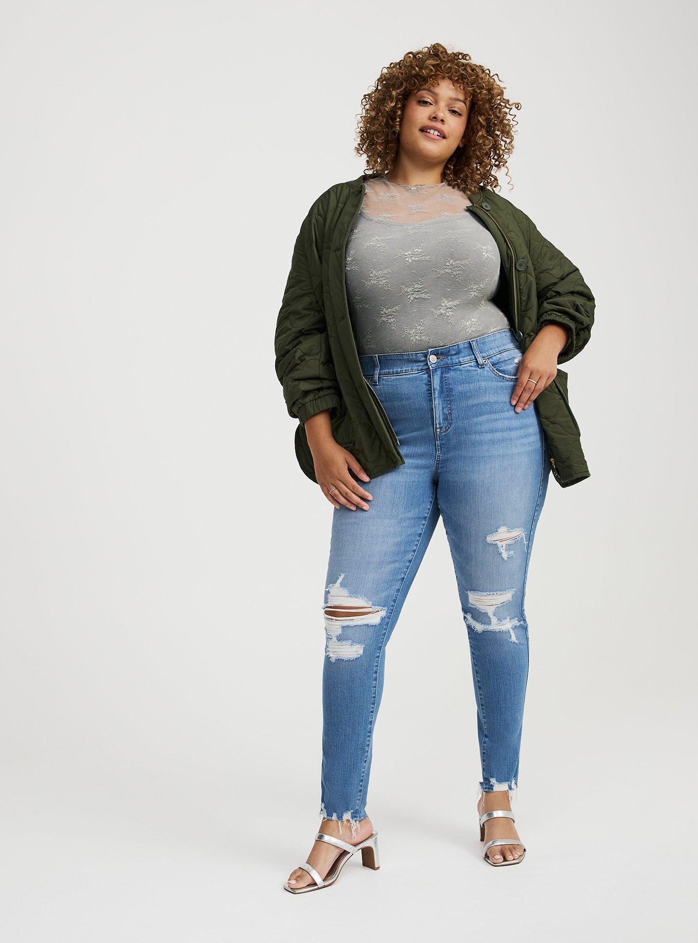 Sheer Lace Crew Long Sleeve Top