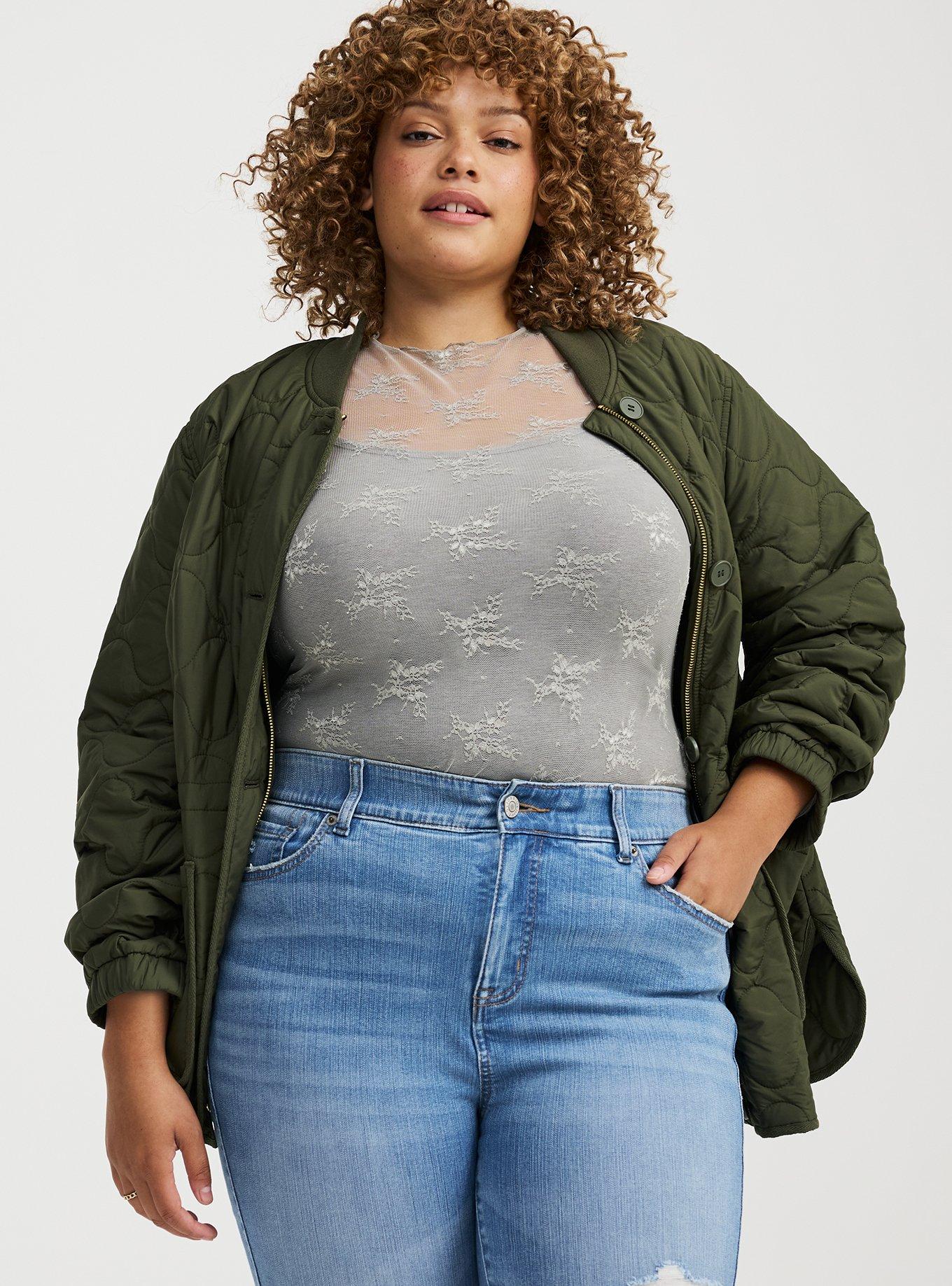 Sheer Lace Crew Long Sleeve Top