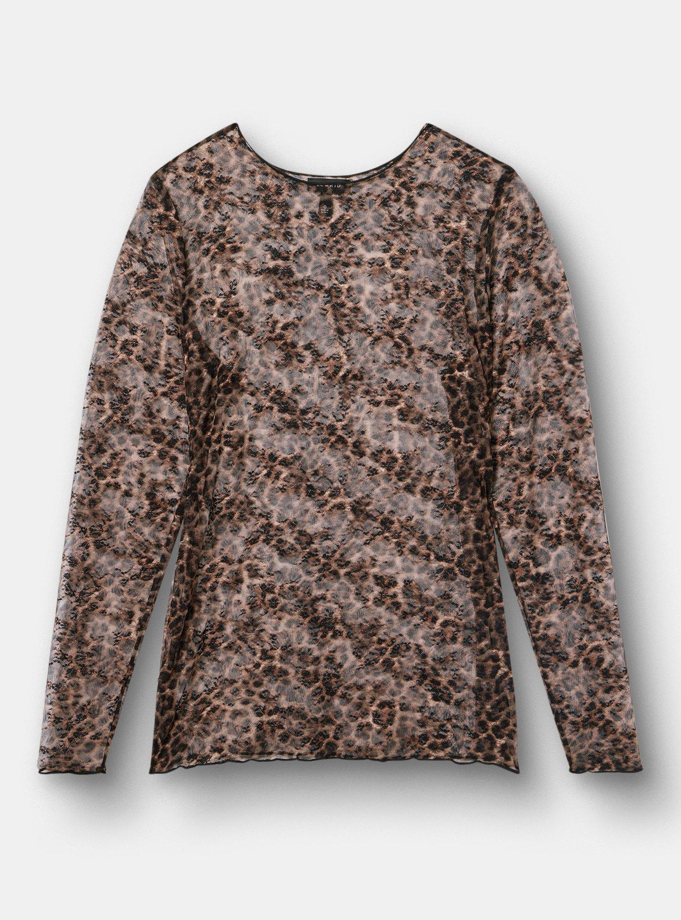 Plus Size - Sheer Lace Long Sleeve Crew Top - Torrid