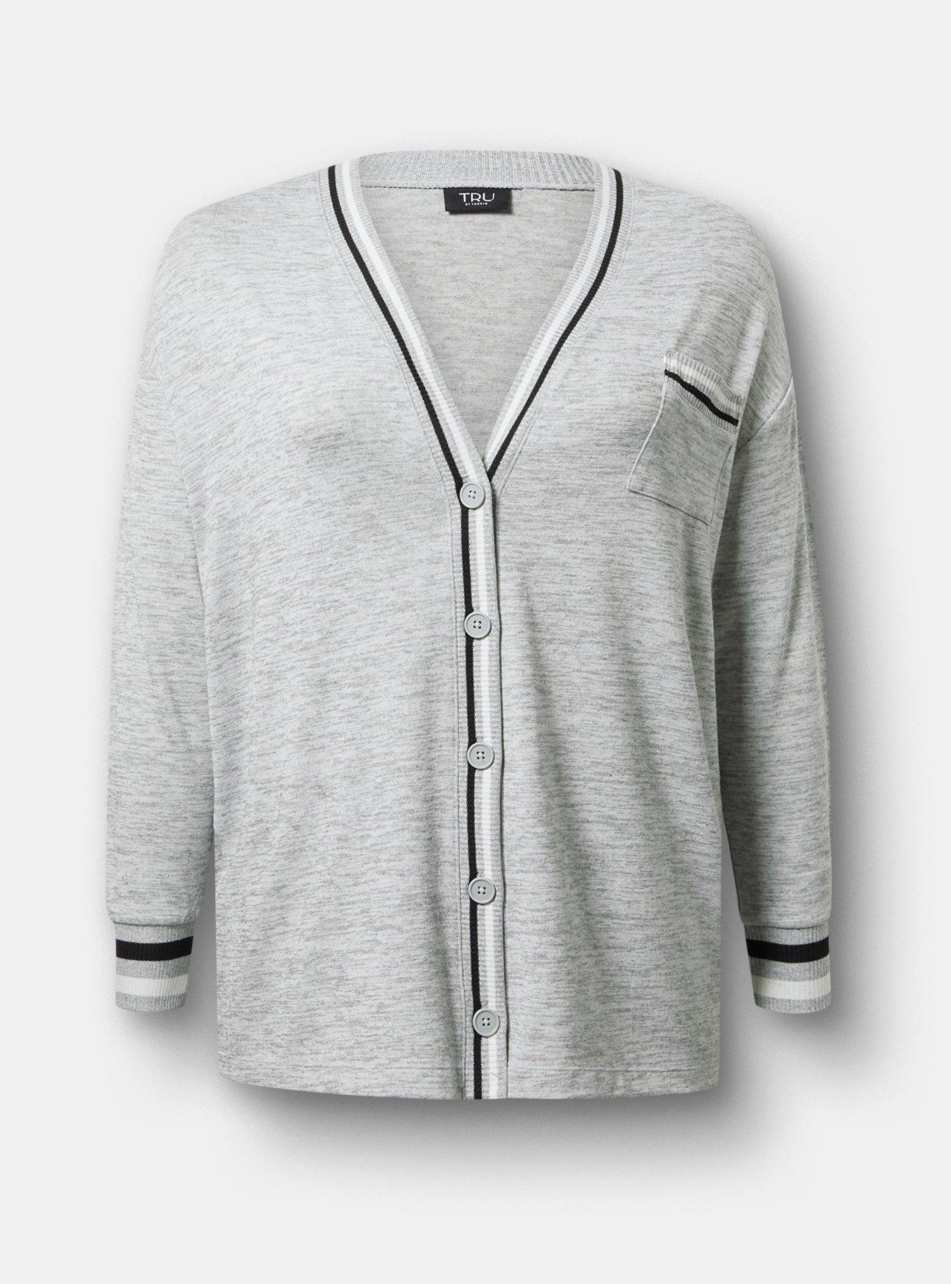 トップス bibiy TRACK CARDIGAN GRAY Boxy Button Front Cardigan - Grey | Mens Knitwear | Shop Knitwear