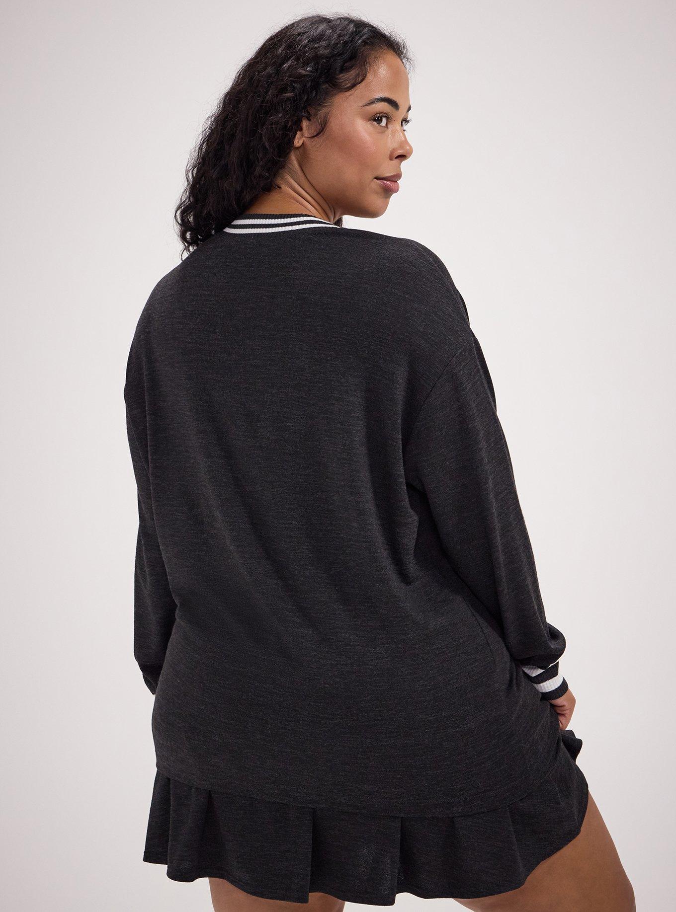 TRU Hacci Striped Active Cardigan, HEATHER BLACK, alternate