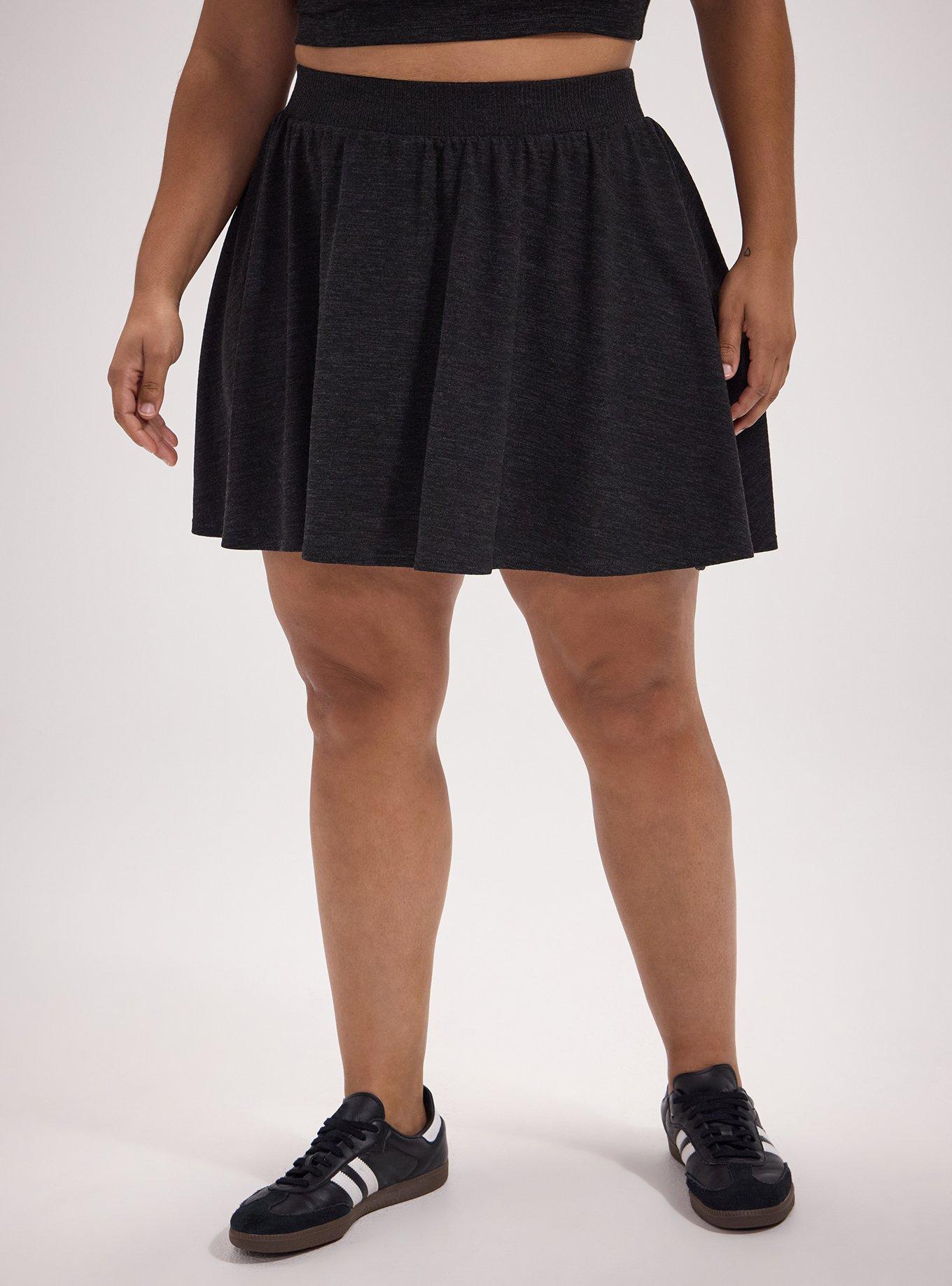 TRU Hacci 2fer Active Skirt, HEATHER BLACK, alternate