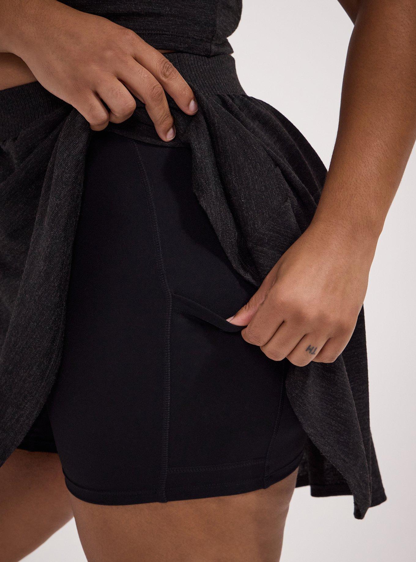 TRU Hacci 2fer Active Skirt, HEATHER BLACK, alternate