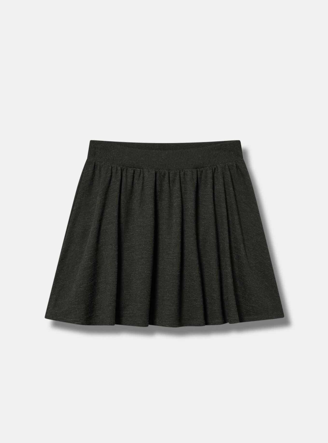 TRU Hacci 2fer Active Skirt, HEATHER BLACK, flat