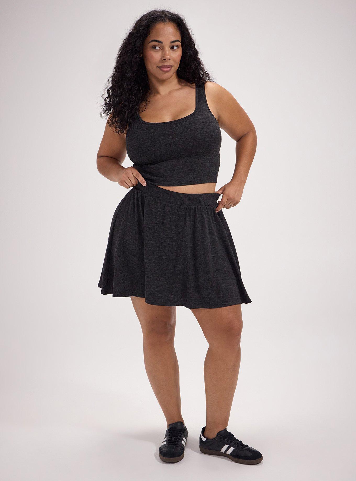 TRU Hacci 2fer Active Skirt, HEATHER BLACK, hi-res