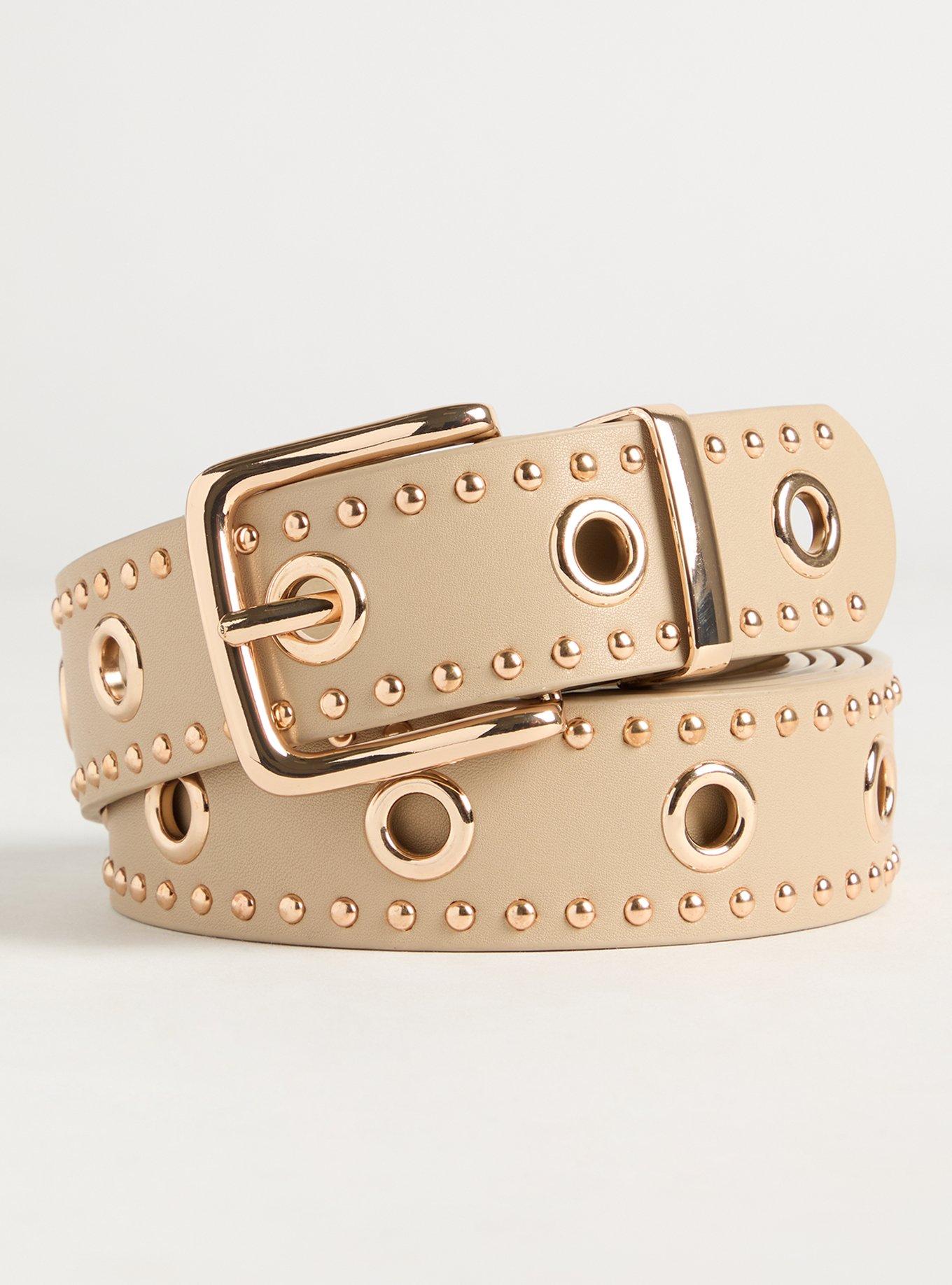 Studded Grommet Denim Belt