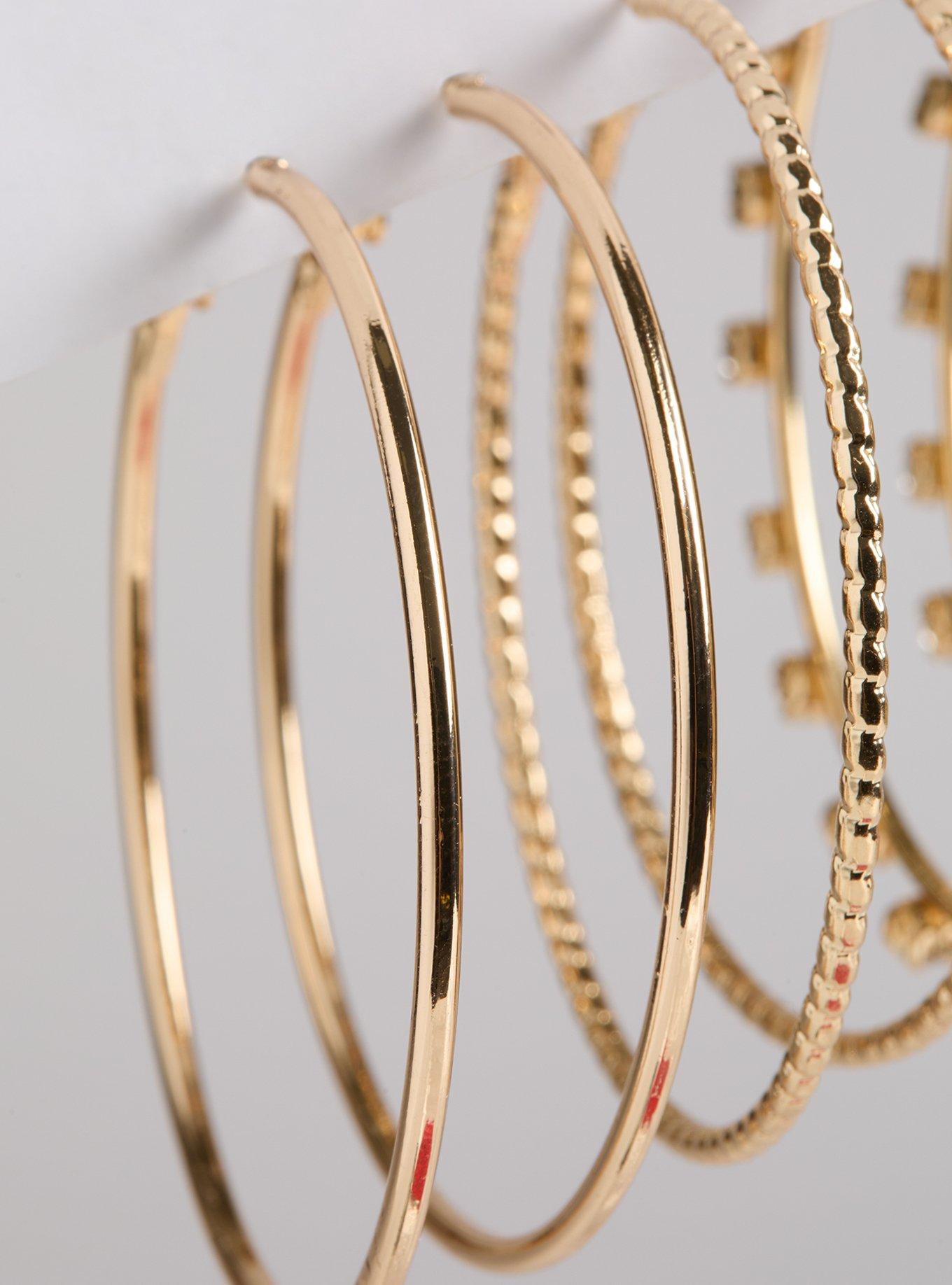Large Rhinestone Hoop Earring Set