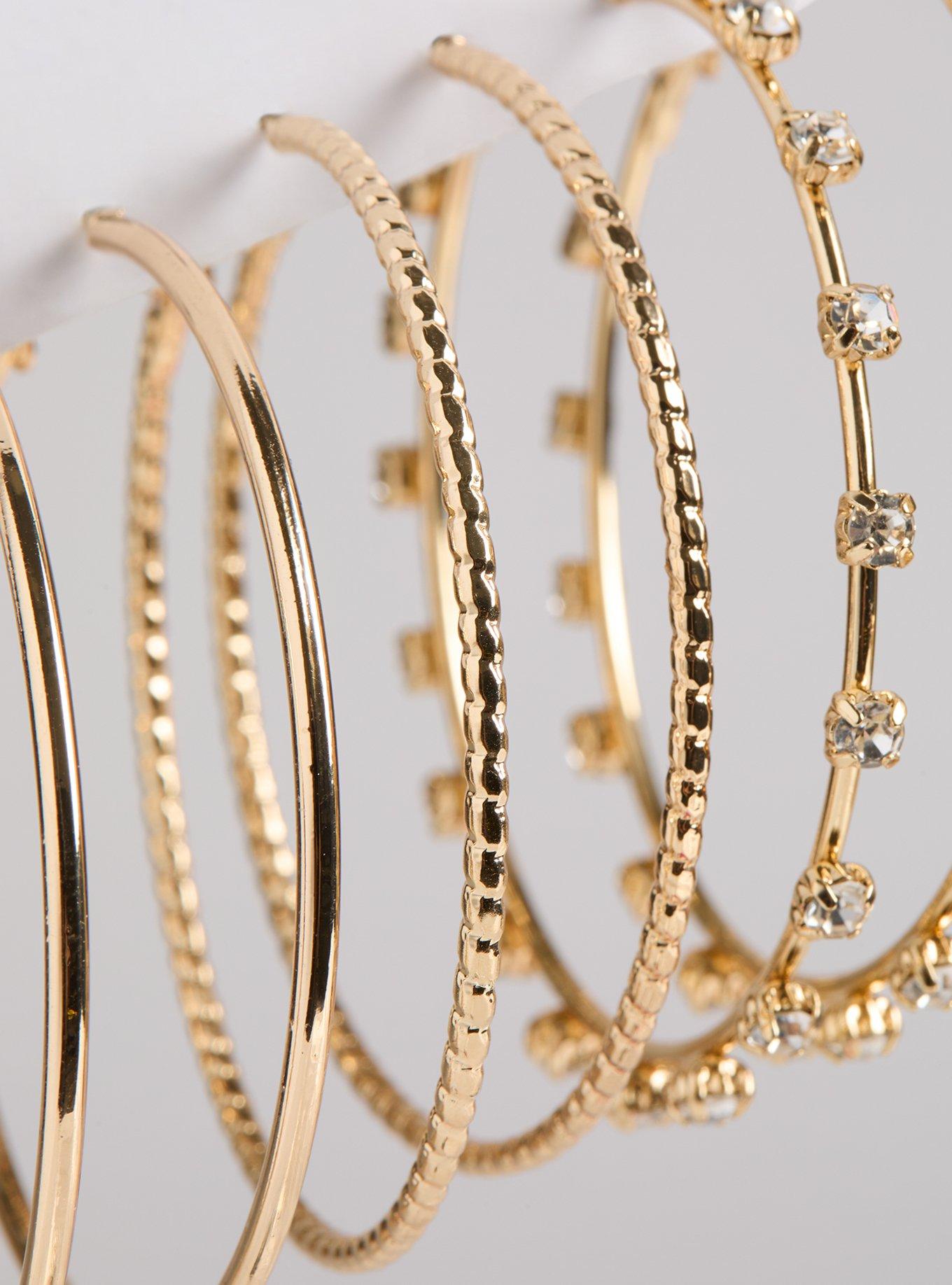 Large Rhinestone Hoop Earring Set