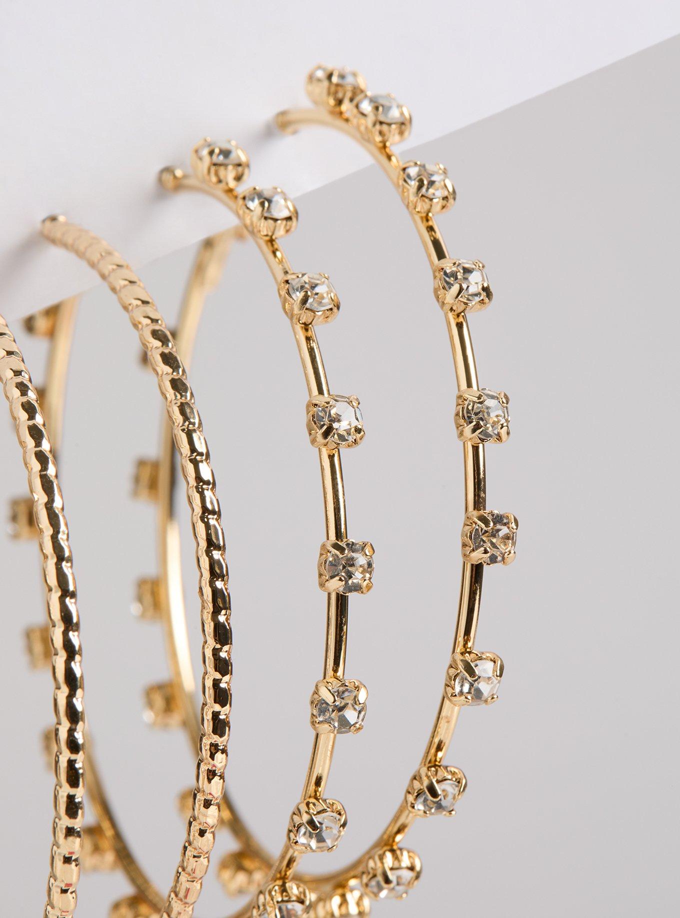 Large Rhinestone Hoop Earring Set