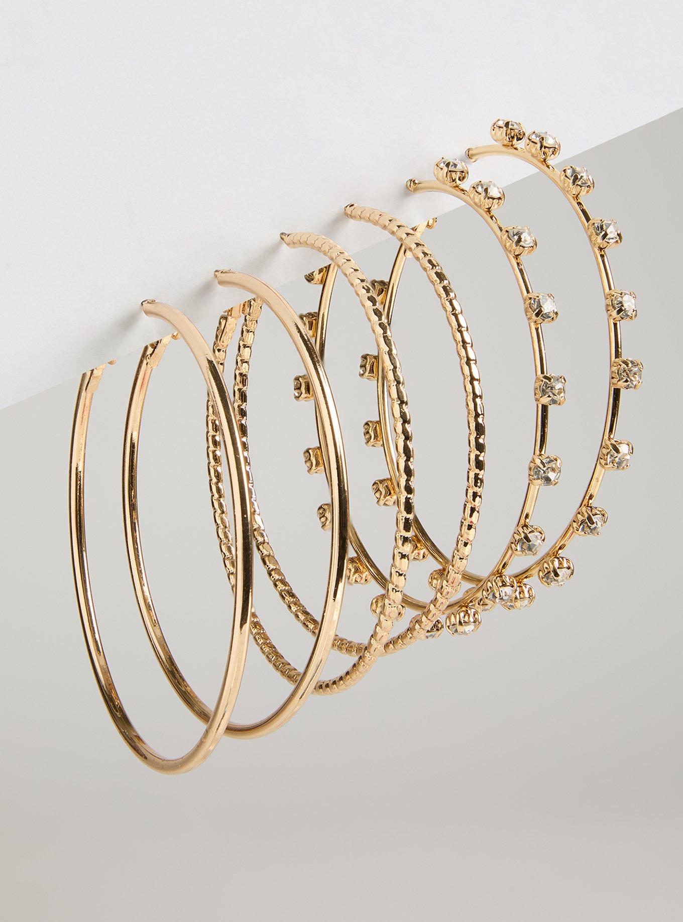 Large Rhinestone Hoop Earring Set