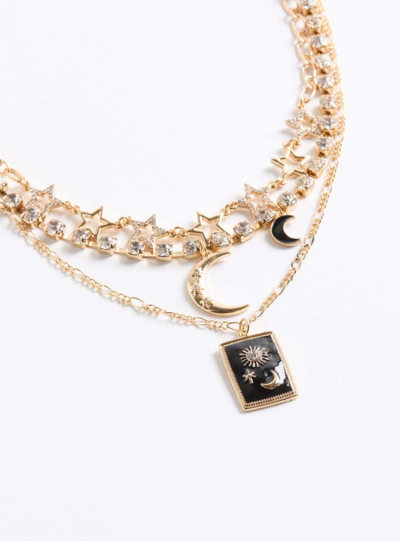 Celestial Rhinestone Layered Necklace