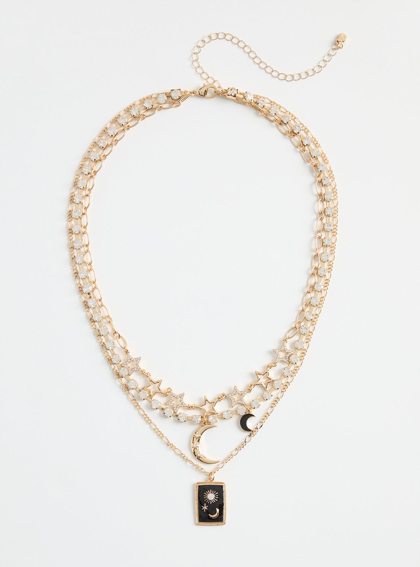Celestial Rhinestone Layered Necklace