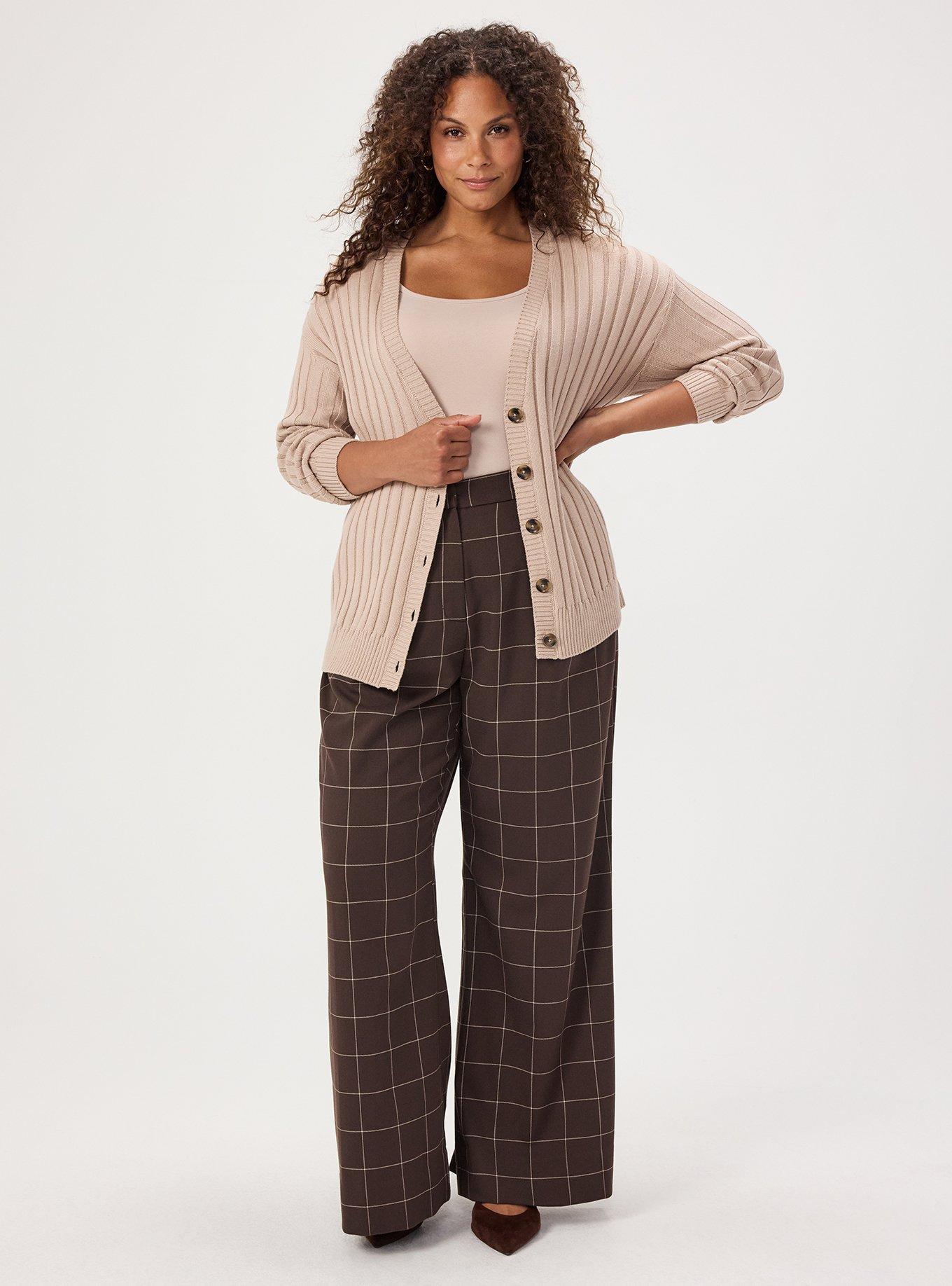 Plus Size Ribbed Cardigan, MUSHROOM, alternate