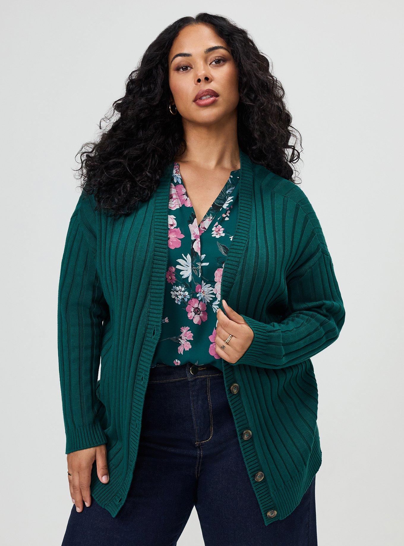 Ribbed Cardigan, BOTANICAL GARDEN, hi-res