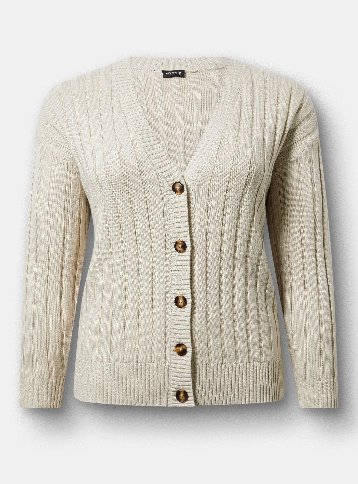 Rib Button-Front Cardigan