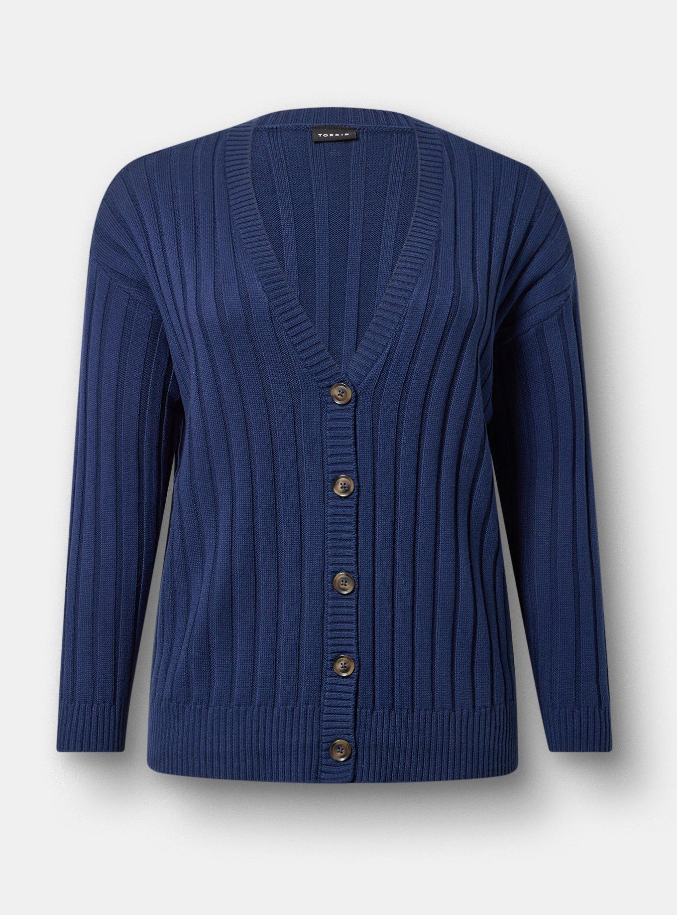 Ribbed Cardigan, MEDIEVAL BLUE, hi-res