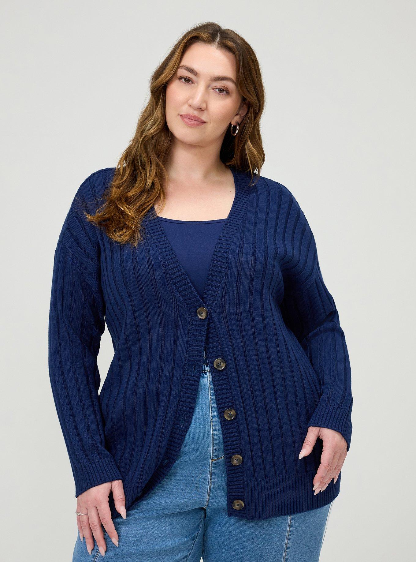 Ribbed Cardigan, MEDIEVAL BLUE, hi-res