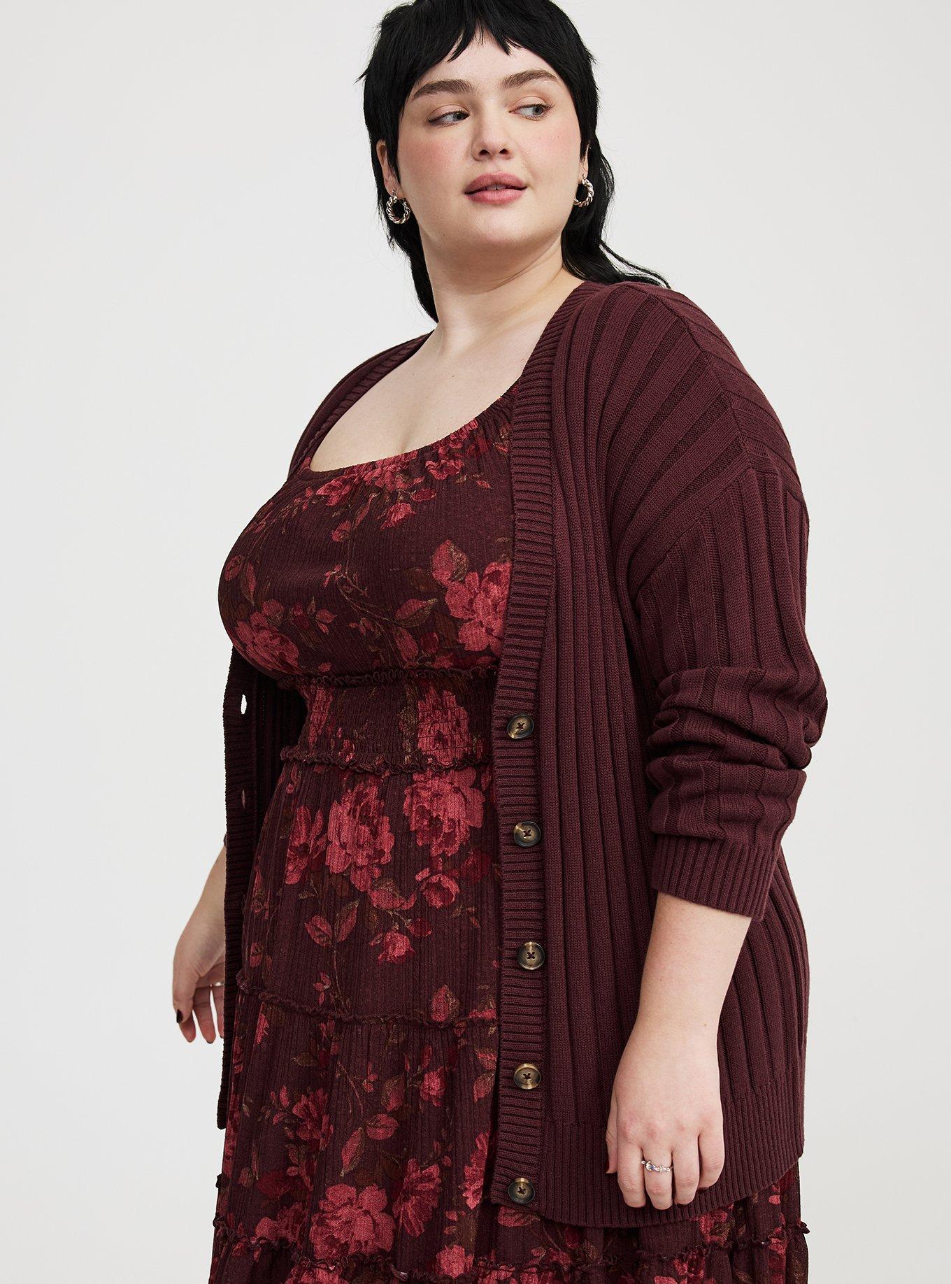 Rib Button-Front Cardigan