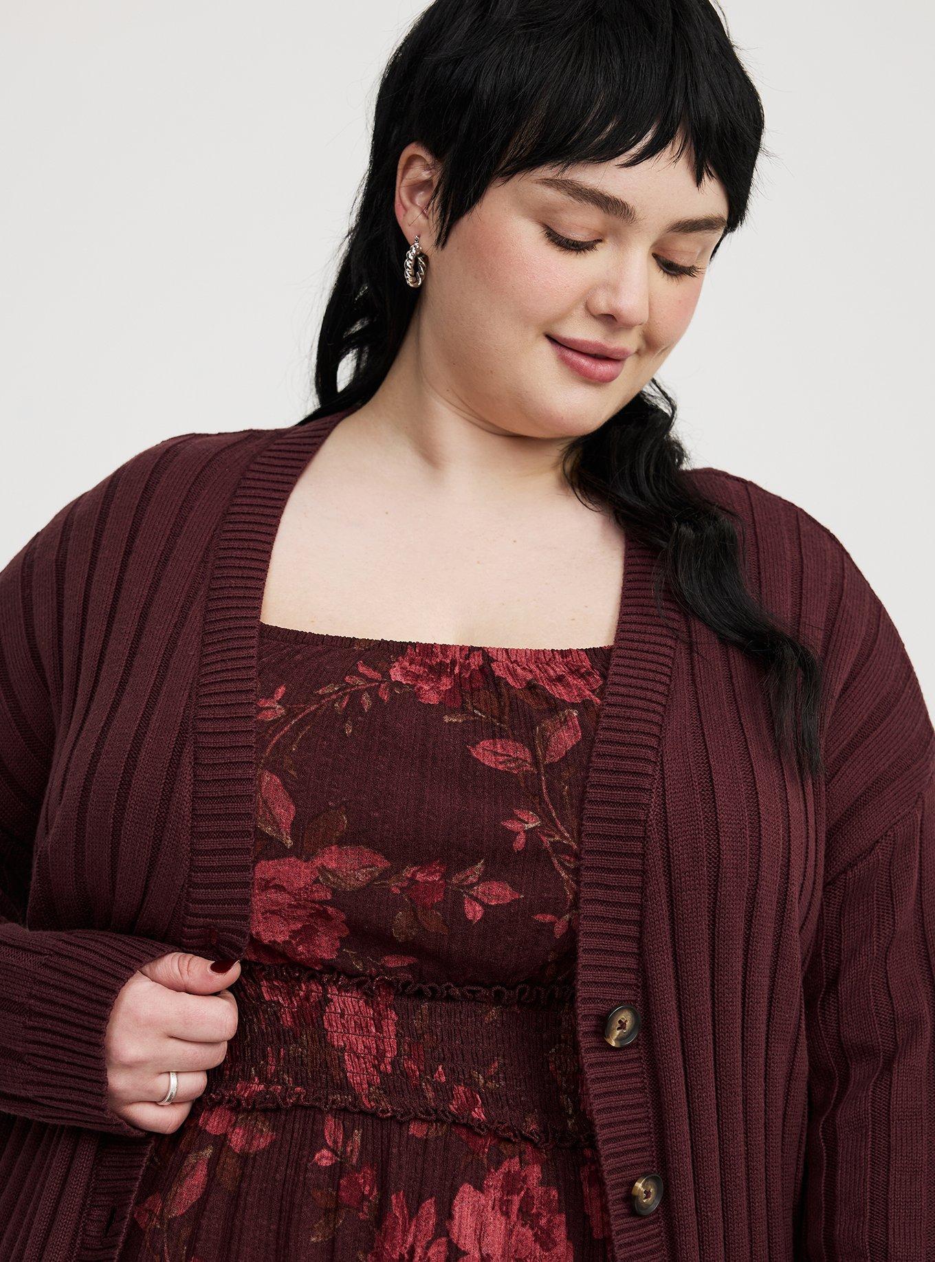 Rib Button-Front Cardigan