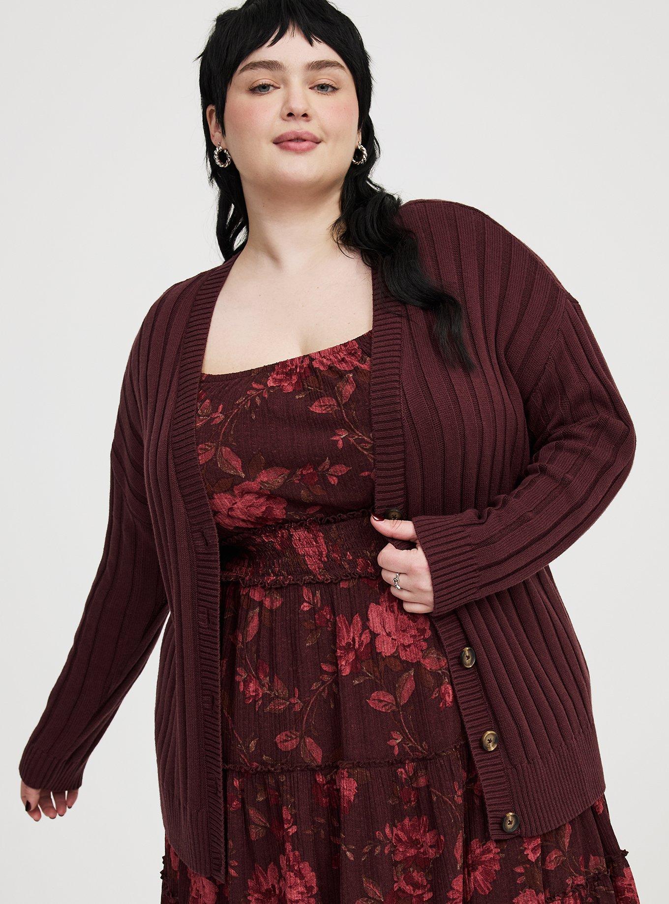 Rib Button-Front Cardigan