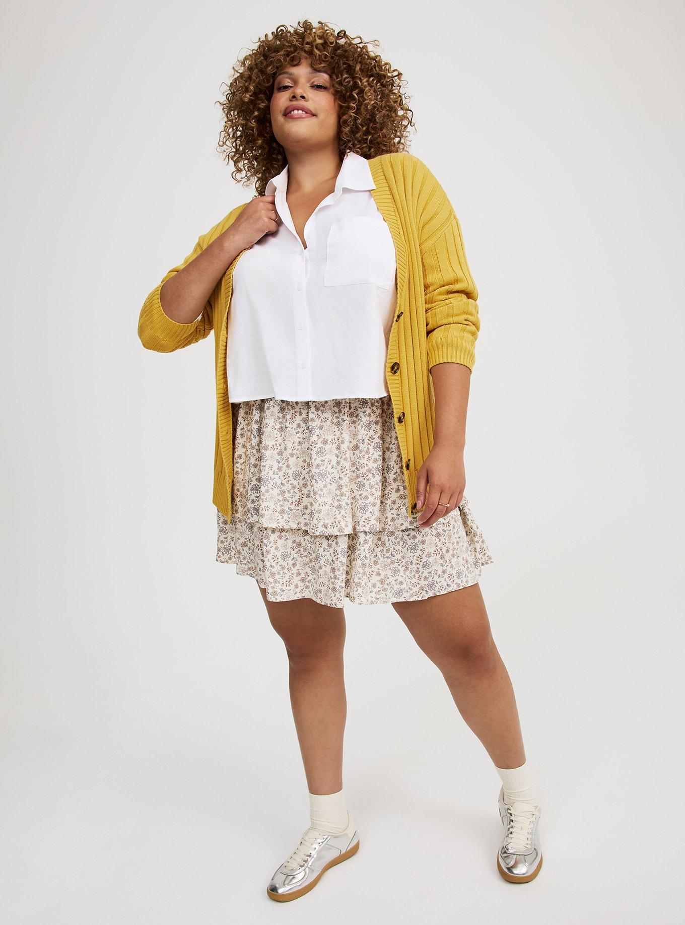 Rib Button-Front Cardigan