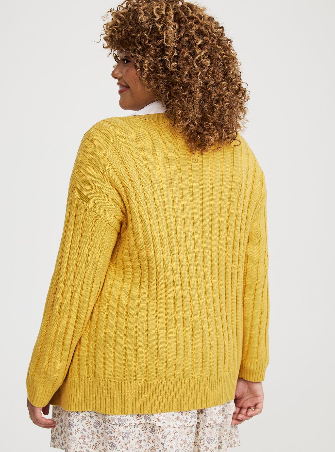 Rib Button-Front Cardigan
