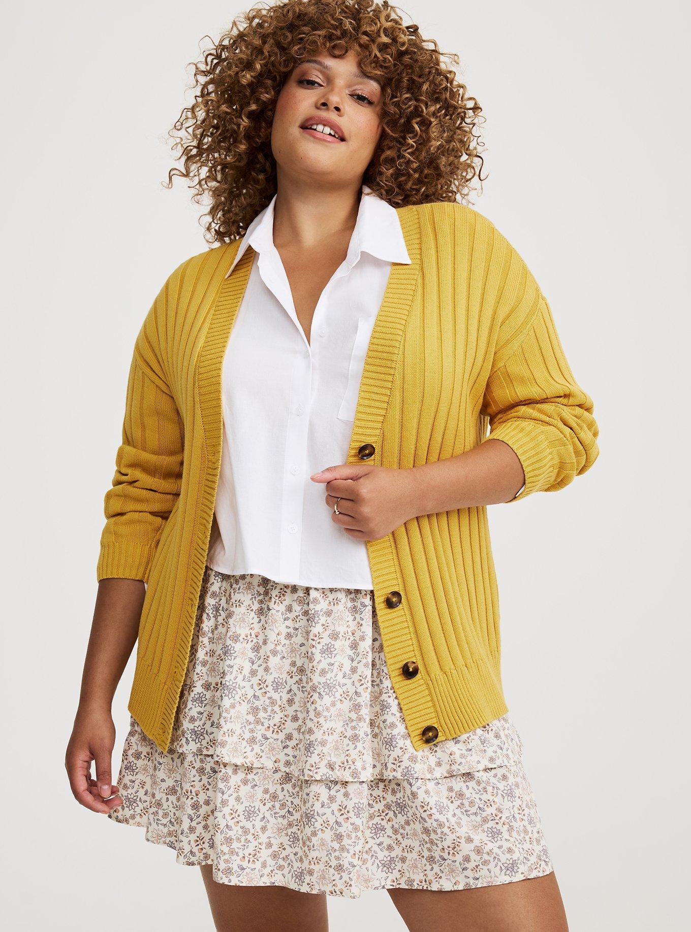 Rib Button-Front Cardigan
