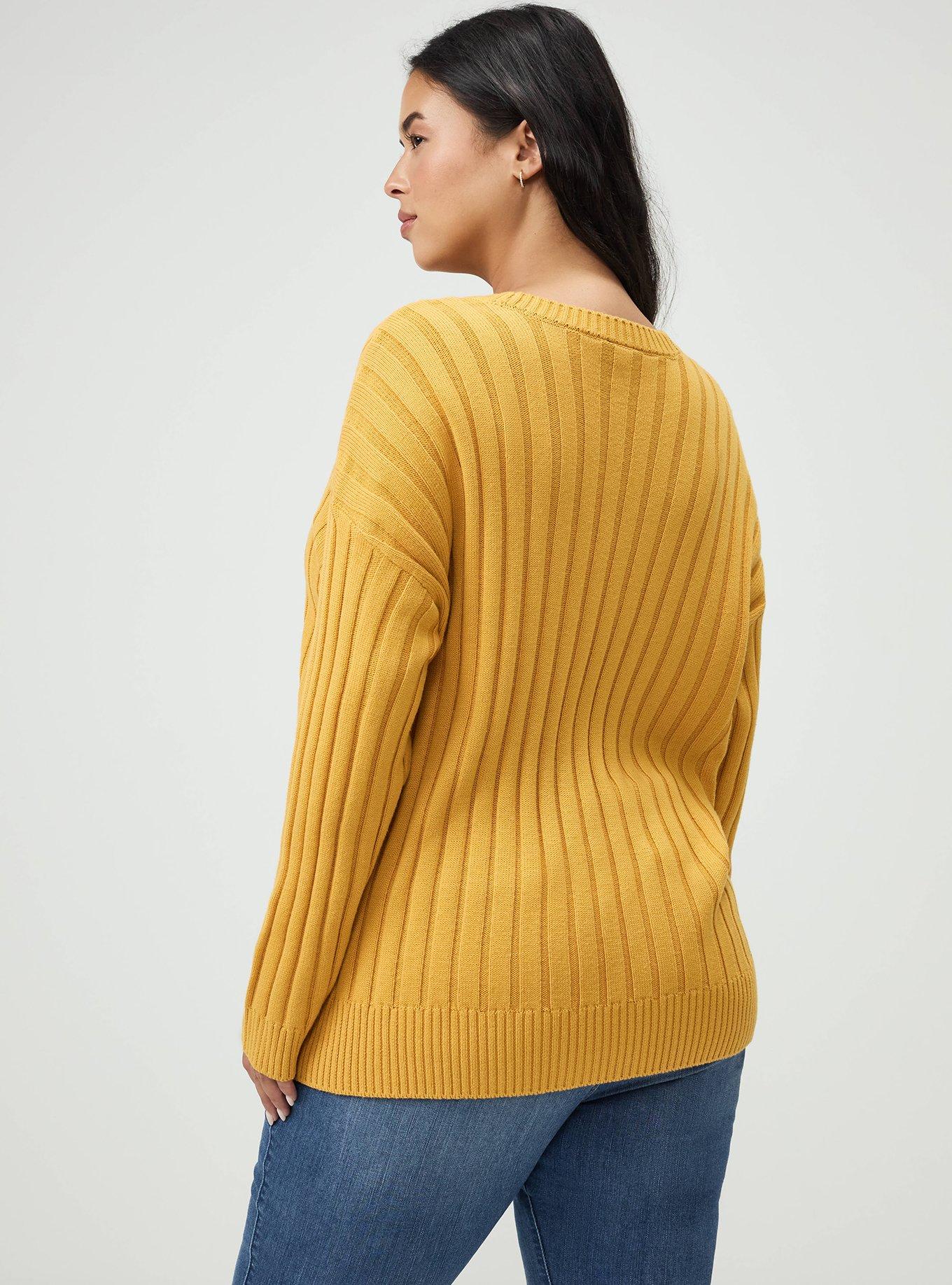 Plus Size Ribbed Cardigan, HONEY GOLD, alternate