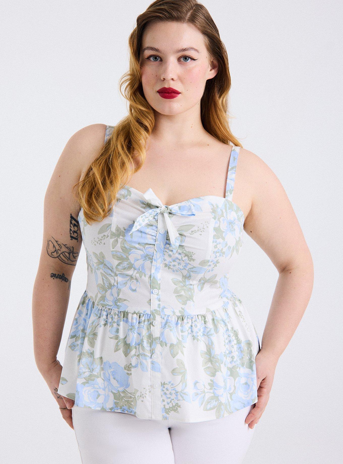 Retro Chic Sweetheart Peplum Top, DAKOTA ROSES FLORAL WHITE, alternate