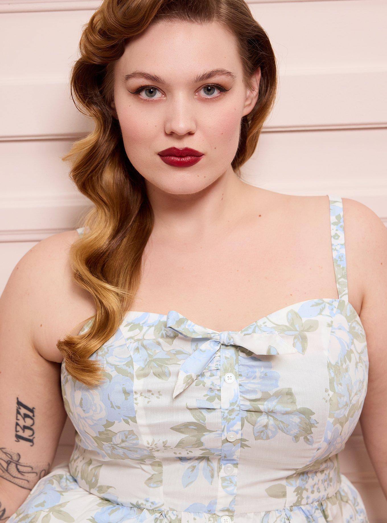 Retro Chic Sweetheart Peplum Top, DAKOTA ROSES FLORAL WHITE, alternate