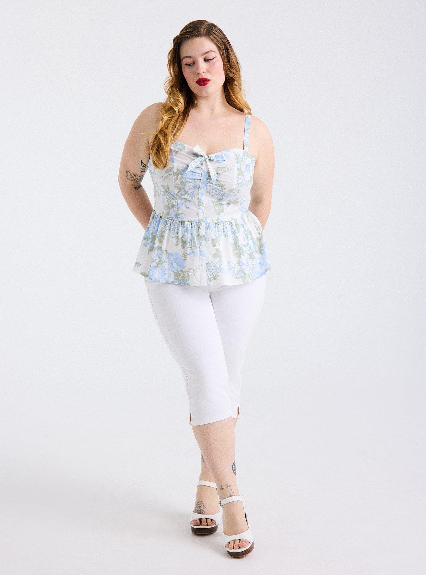 Retro Chic Sweetheart Peplum Top, DAKOTA ROSES FLORAL WHITE, alternate