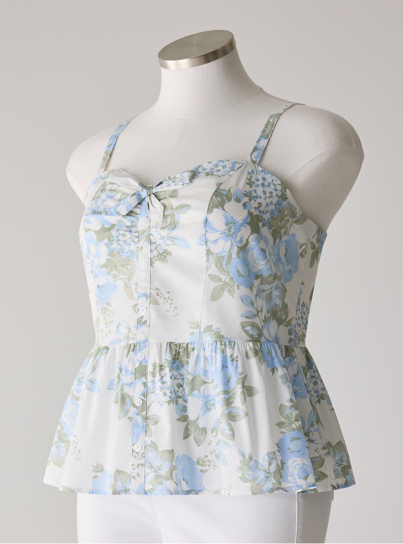 Retro Chic Sweetheart Peplum Top, DAKOTA ROSES FLORAL WHITE, hi-res