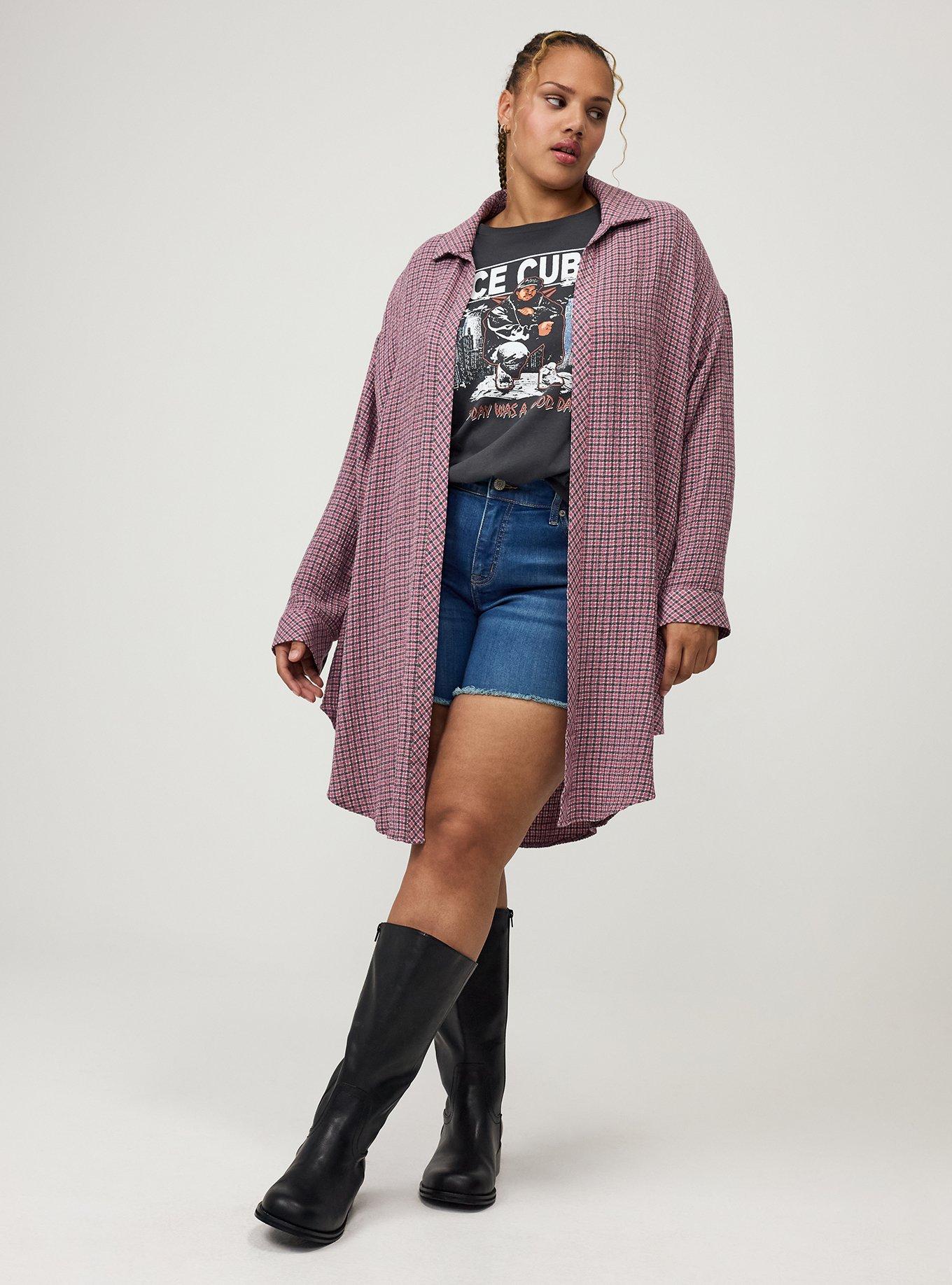 Oversized Shirt Kimono, ROMA PLAID MAUVE, alternate