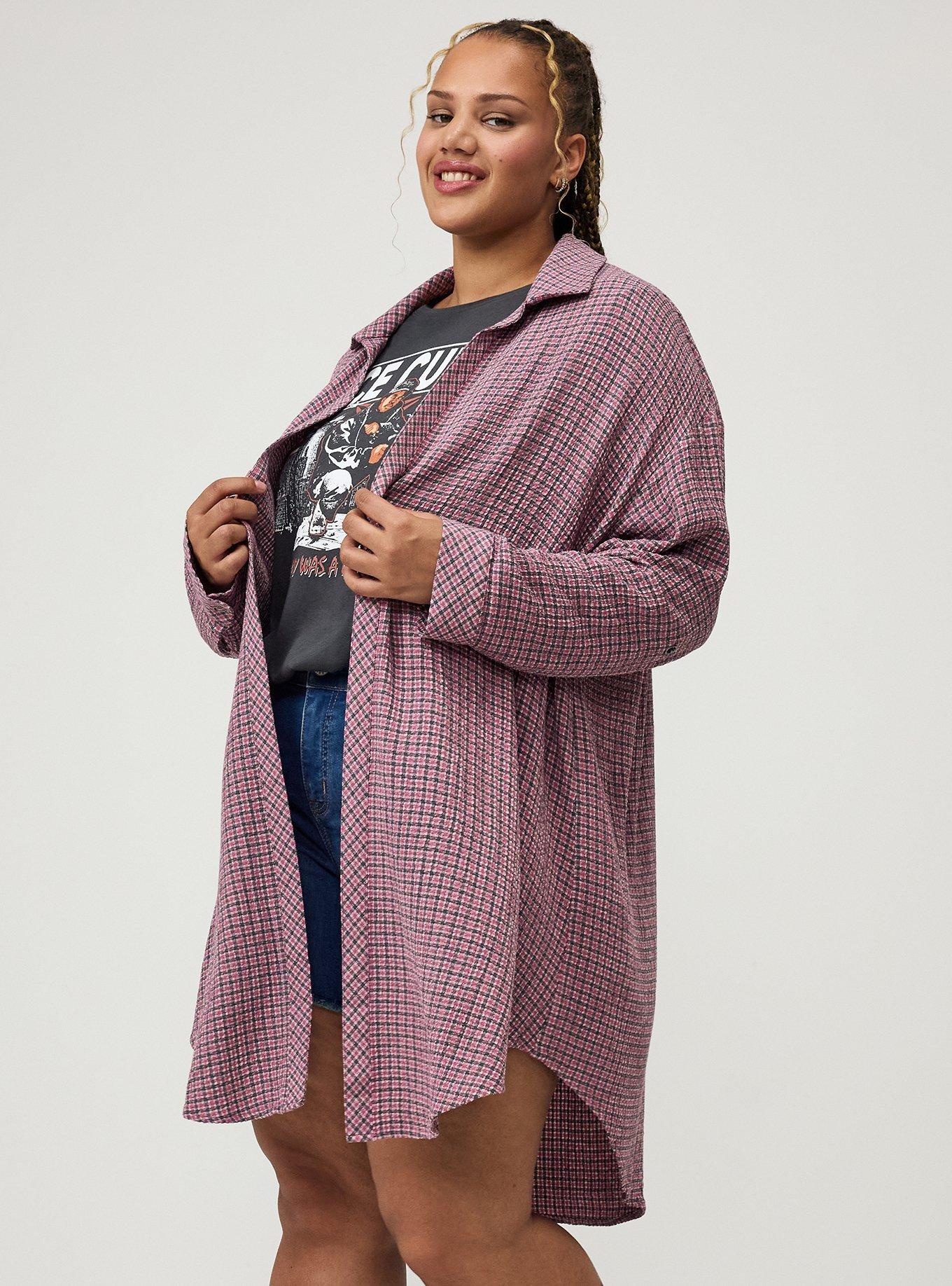 Oversized Shirt Kimono, ROMA PLAID MAUVE, alternate