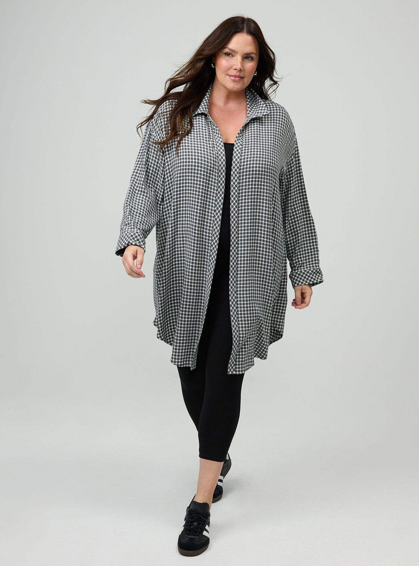 Oversized Shirt Kimono, ROMA PLAID GREY, alternate