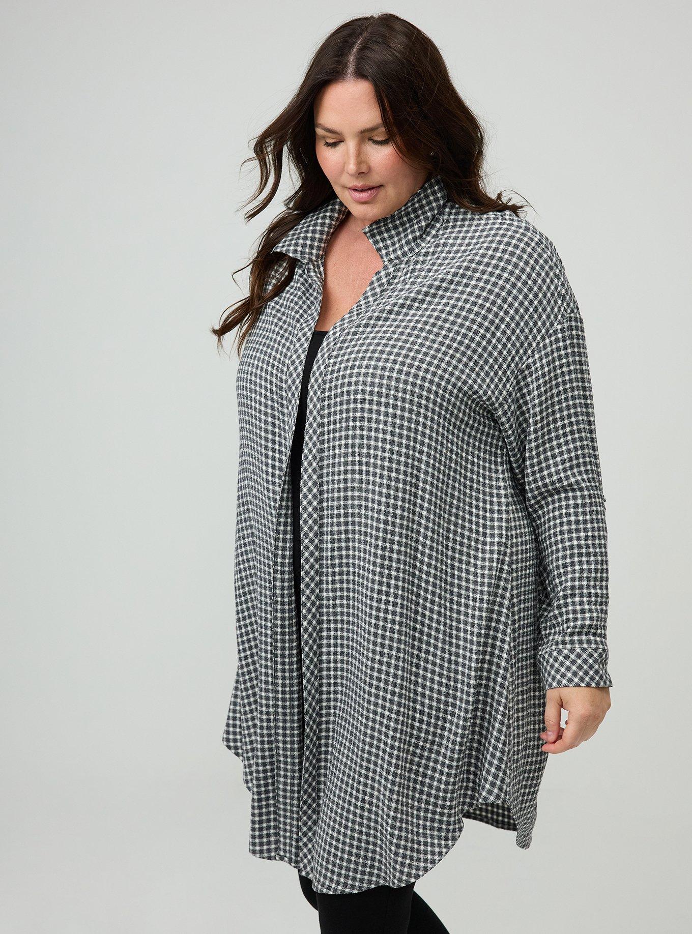 Oversized Shirt Kimono, ROMA PLAID GREY, alternate