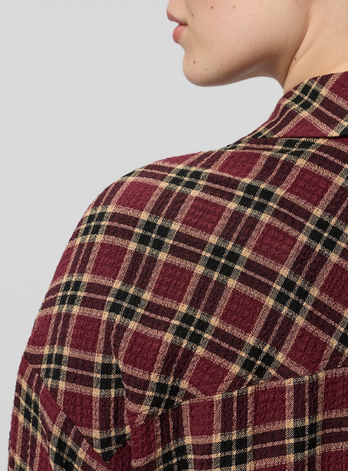 Oversized Shirt Kimono, SANDY PLAID BURGUNDY, alternate
