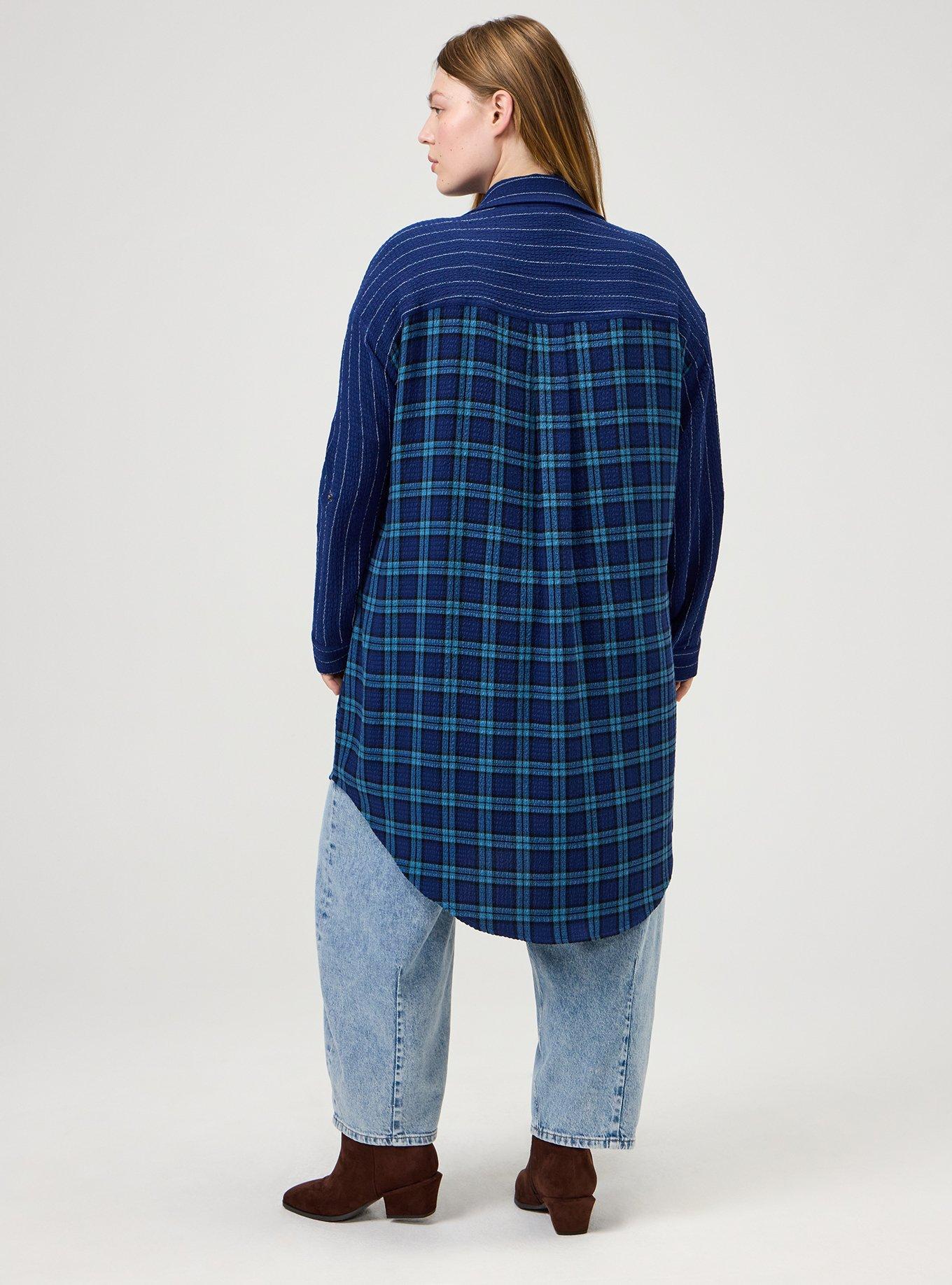 Oversized Shirt Kimono, SANDY PLAID NAVY, alternate