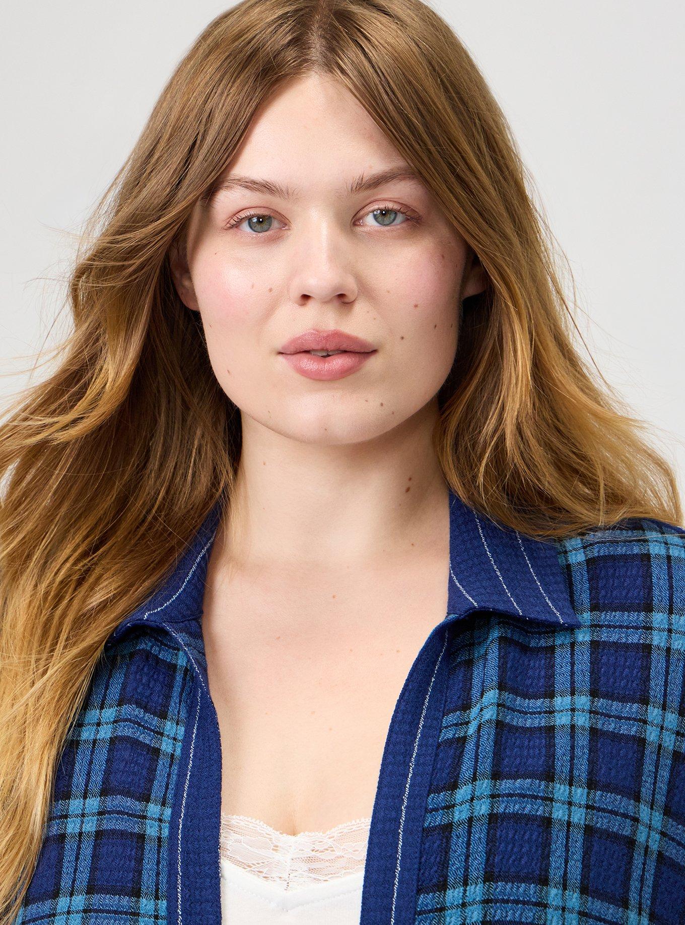 Oversized Shirt Kimono, SANDY PLAID NAVY, alternate