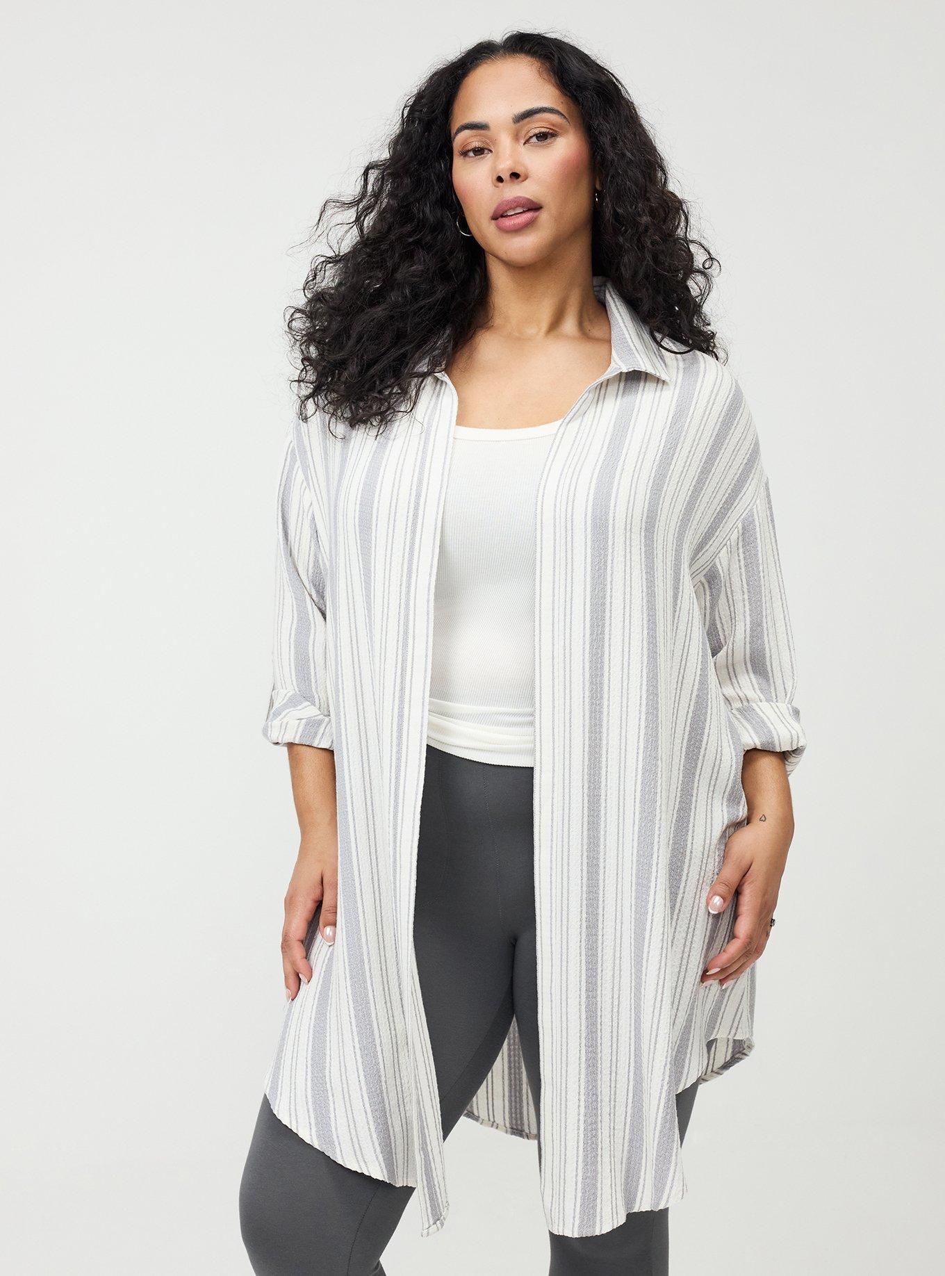 Oversized Shirt Kimono, IZZY STRIPE GRAY, hi-res