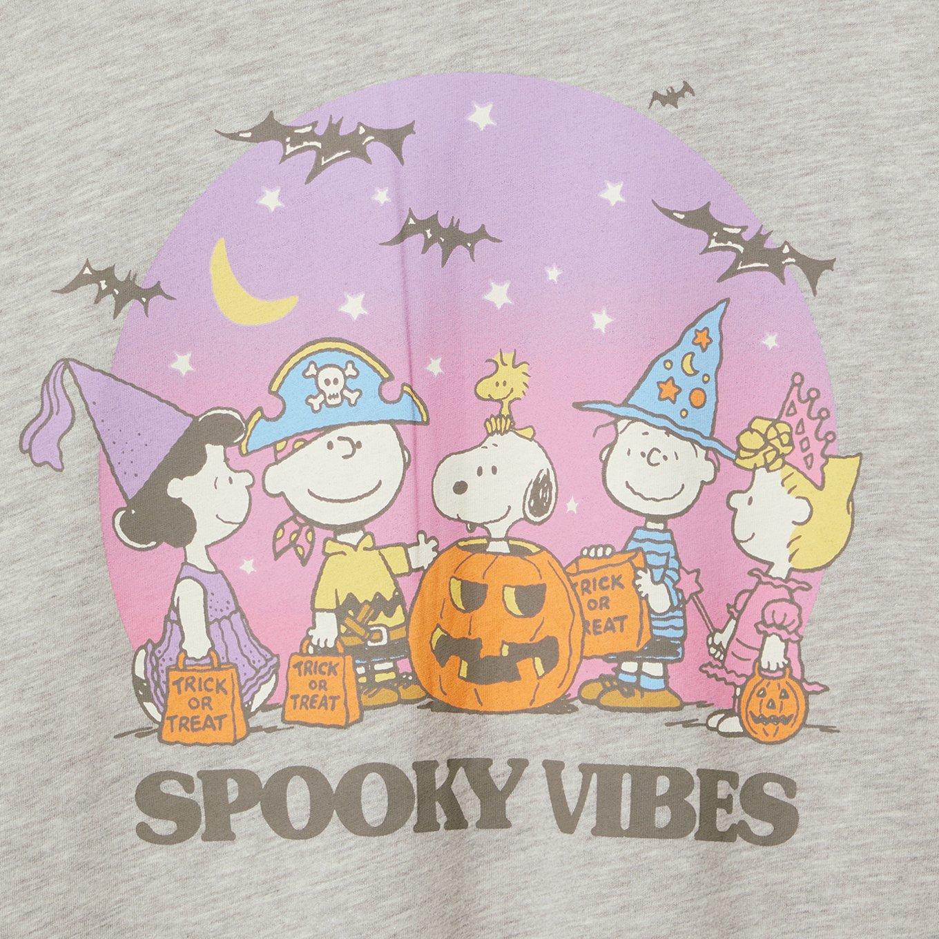 Plus Size Peanuts Classic Cotton Jersey Tee, PEANUTS SPOOKY VIBES LIGHTEST HEATHER GREY, swatch