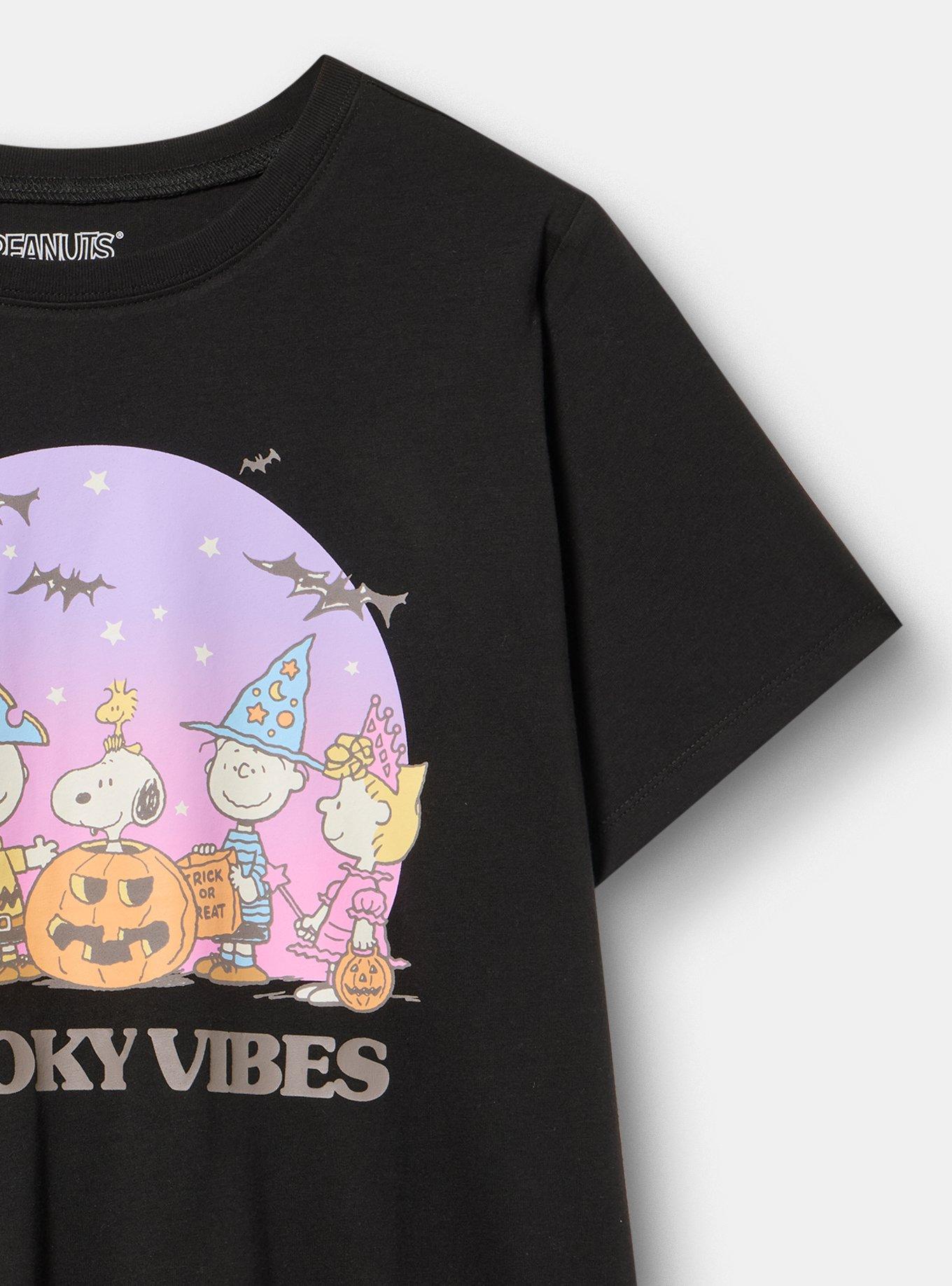 Peanuts Classic Cotton Crew Tee, SPOOKY VIBES PEANUTS DEEP BLACK, alternate