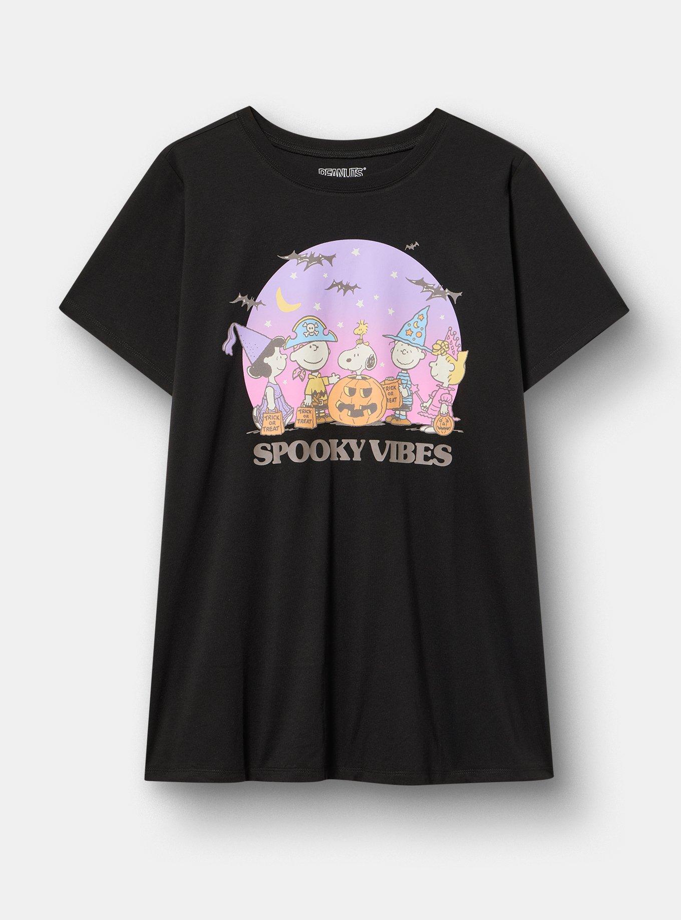 Peanuts Classic Cotton Crew Tee, SPOOKY VIBES PEANUTS DEEP BLACK, hi-res
