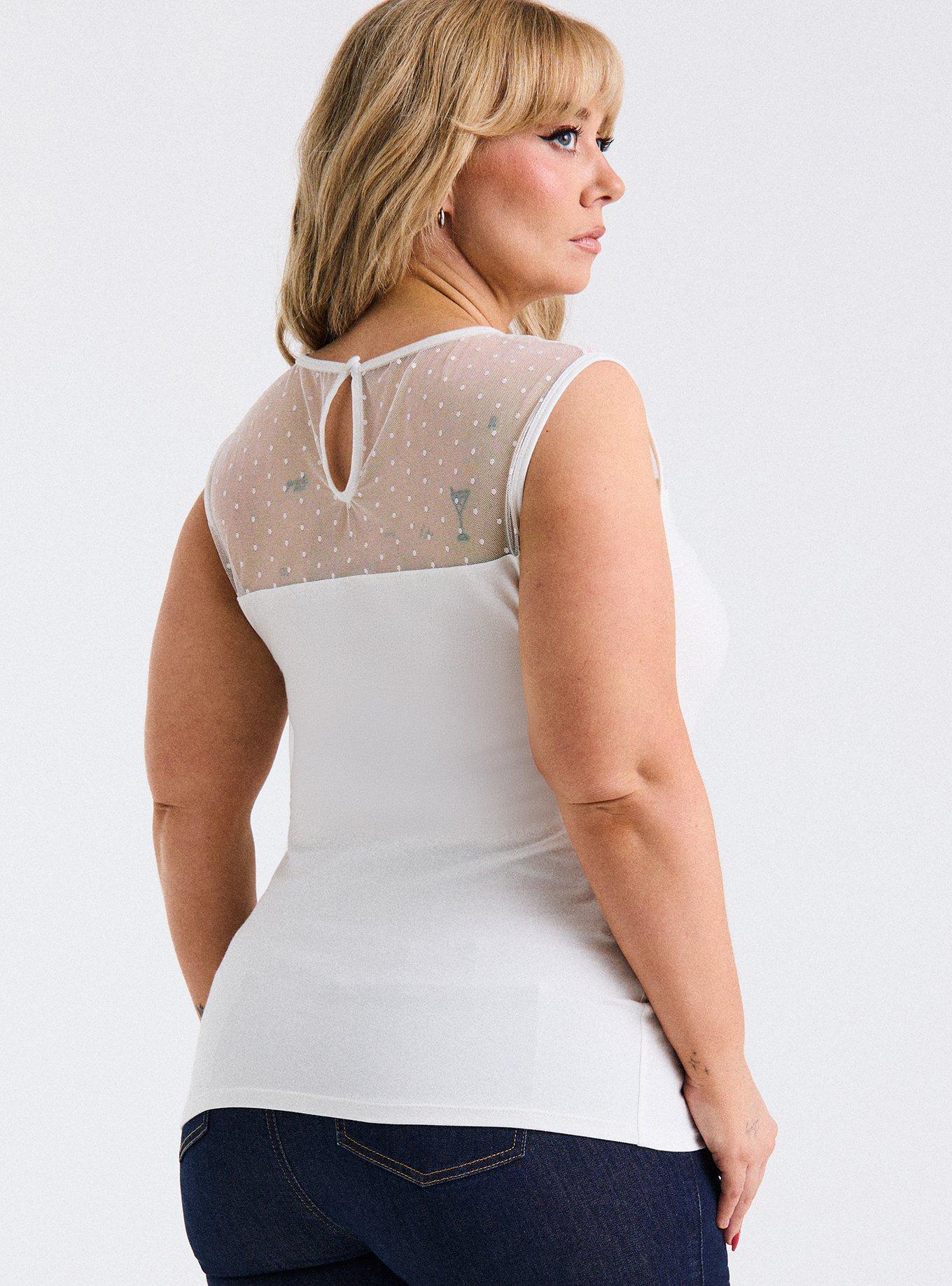 Retro Chic Foxy Mesh Sweetheart Tank, BLANC DE BLANC, alternate