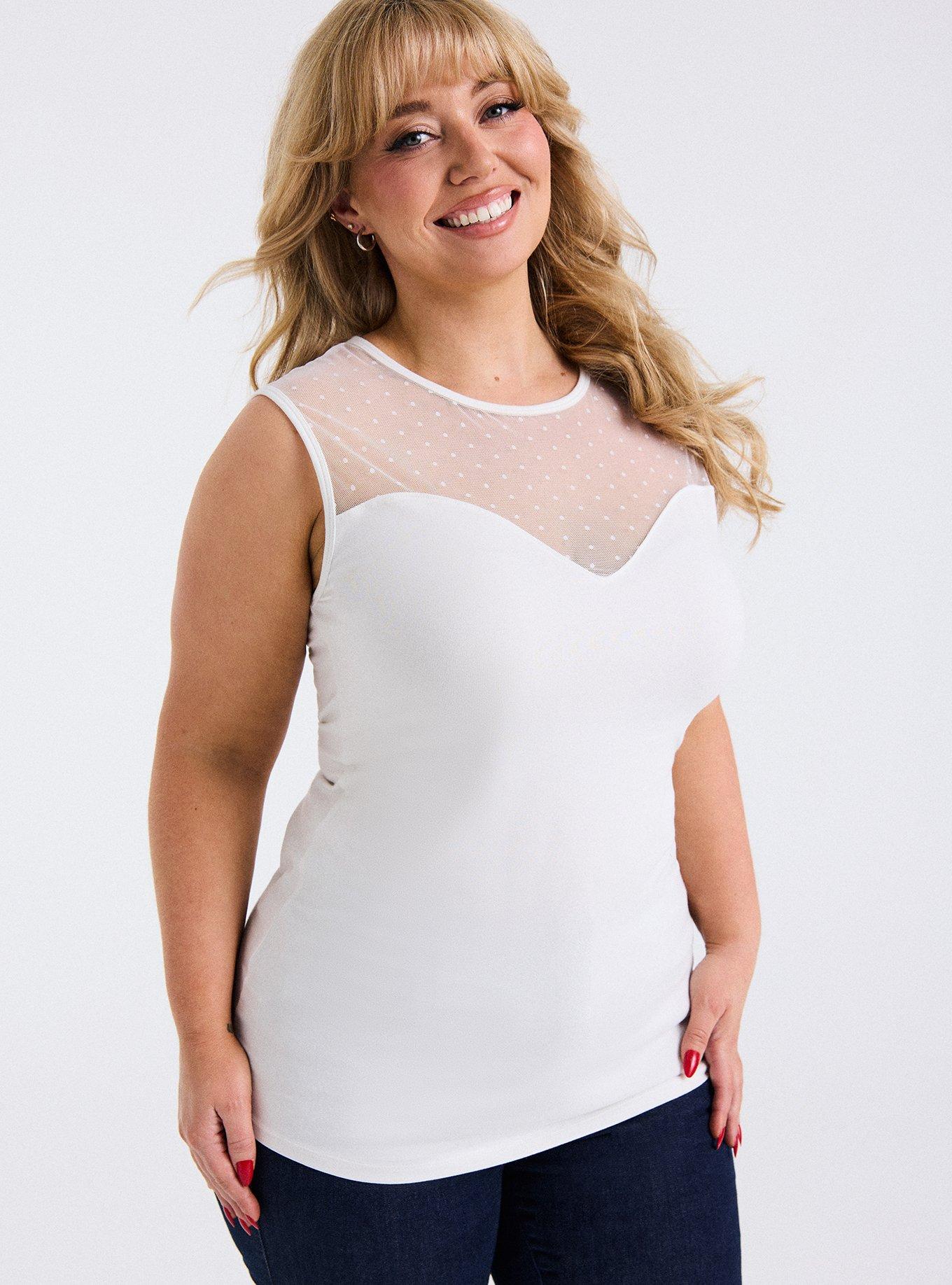 Retro Chic Foxy Mesh Sweetheart Tank, BLANC DE BLANC, hi-res