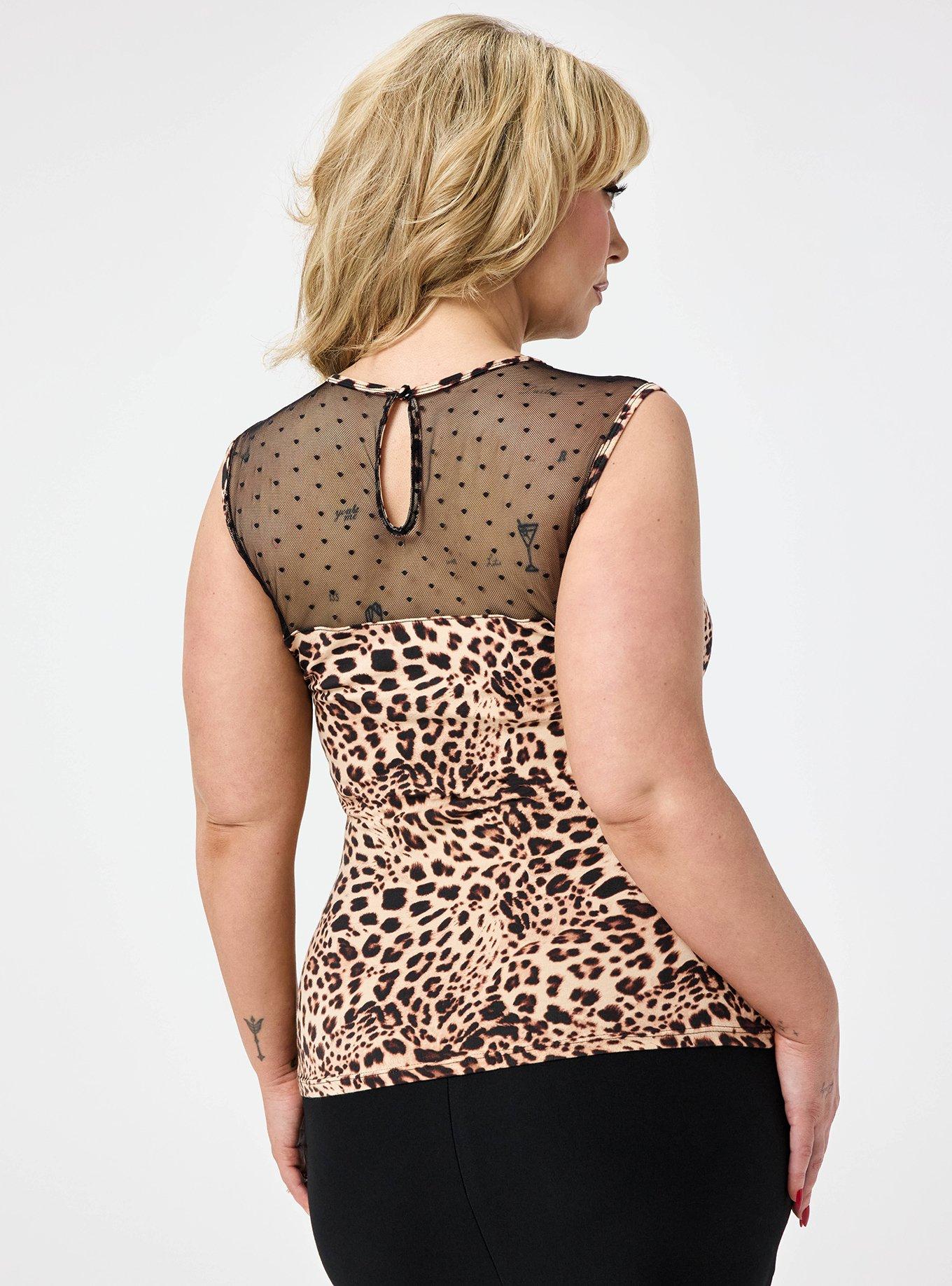 Retro Chic Foxy Mesh Sweetheart Tank, SHAYLA LEOPARD TAN, alternate