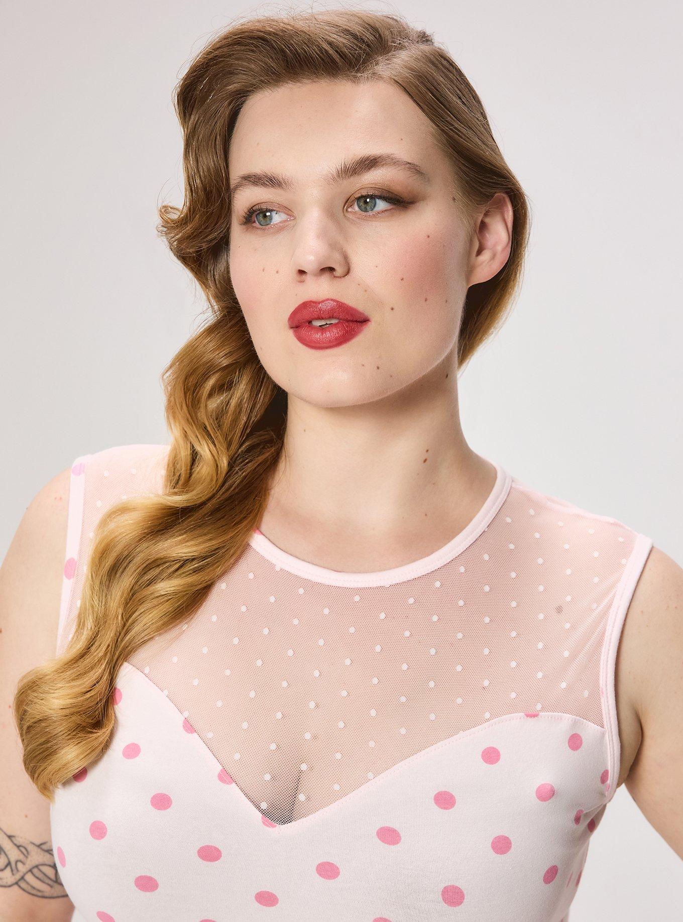 Retro Chic Foxy Mesh Sweetheart Tank, COMMIT DOT ICY PINK, alternate