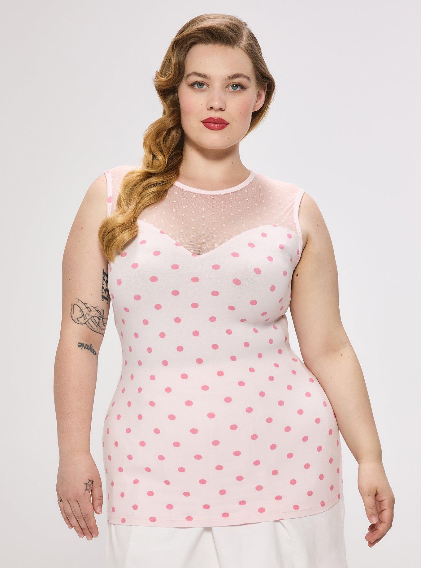 Retro Chic Foxy Mesh Sweetheart Tank, COMMIT DOT ICY PINK, hi-res