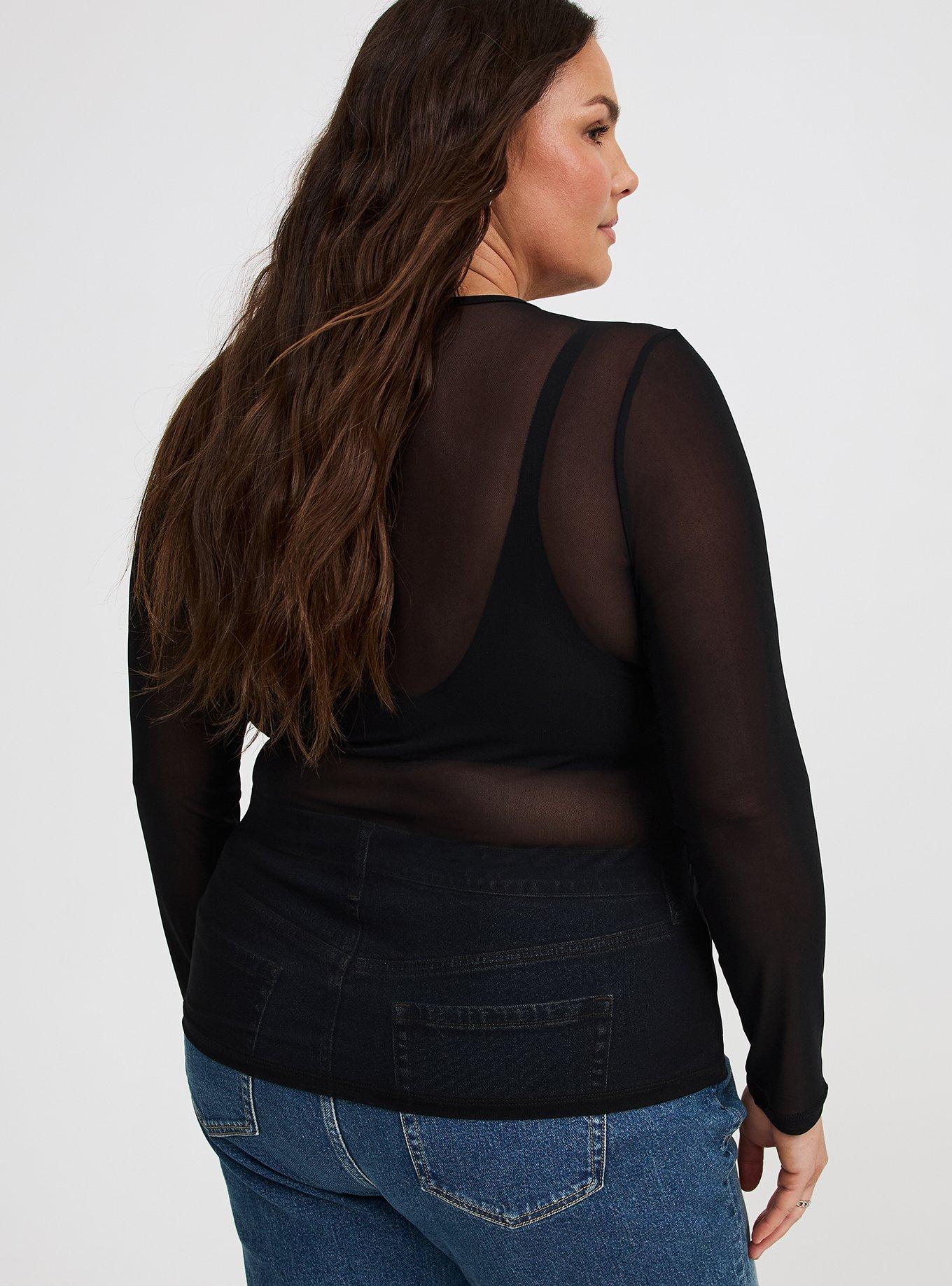 Mesh Crew Long-Sleeve Top
